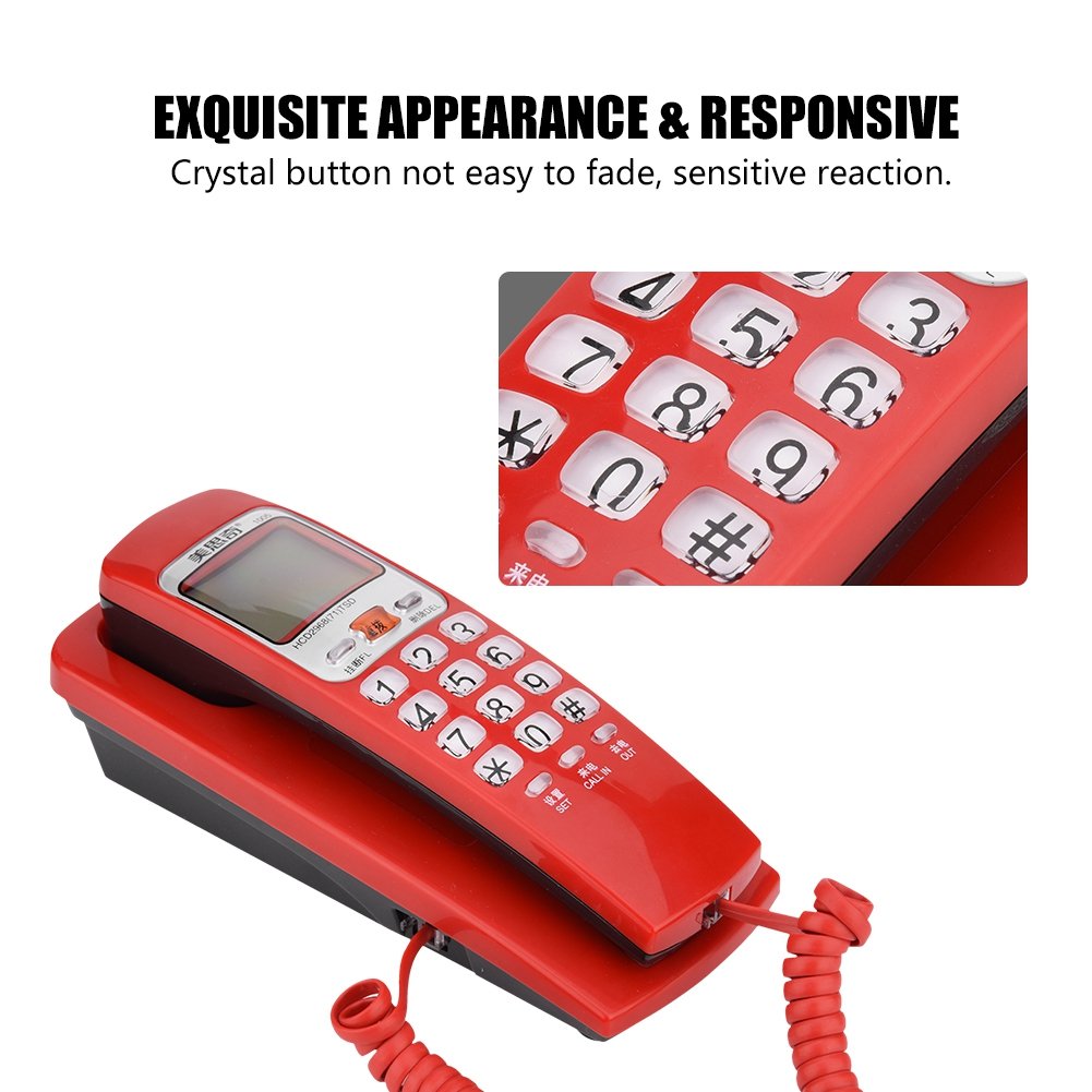 Mini Corded Landline Phone with Caller ID & Backlit Dial - 30 Number Memory, Compact Home Office Telephone (Red) | Perfect for Small Spaces, Bedrooms, and Workspaces