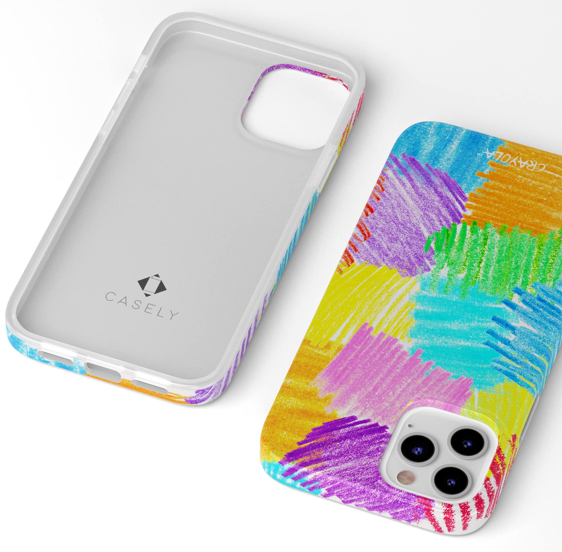 Casely iPhone 12/12 Pro Case - Ultra Slim Protective Cover with Crayola Rainbow Pencil Design | Scribble Me That Style | Perfect for School, Work & Everyday Use