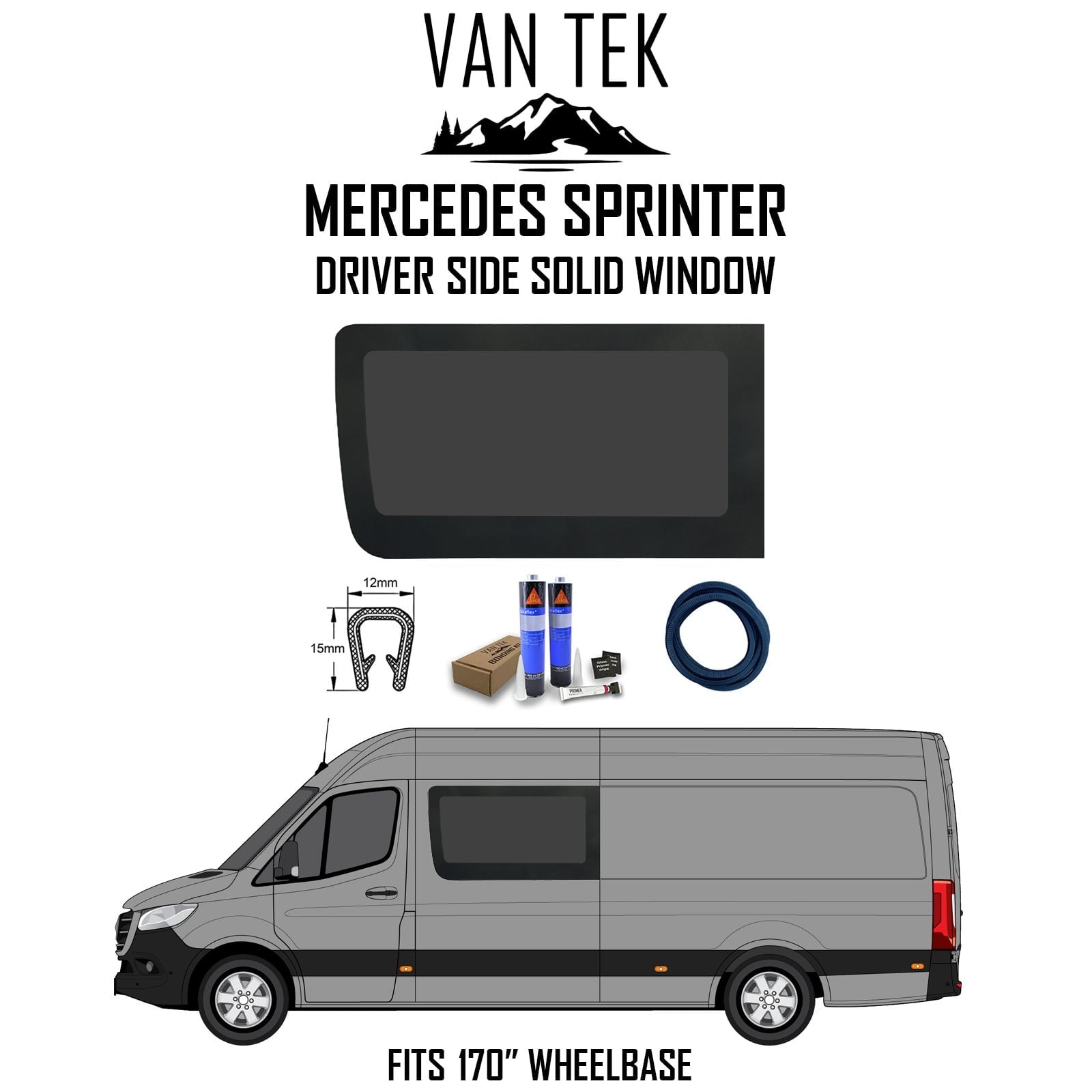 Mercedes Sprinter Driver Side Solid Window Replacement - Durable & Secure Van Window for Privacy & Safety - Perfect for Cargo Vans, Campers & Work Vehicles