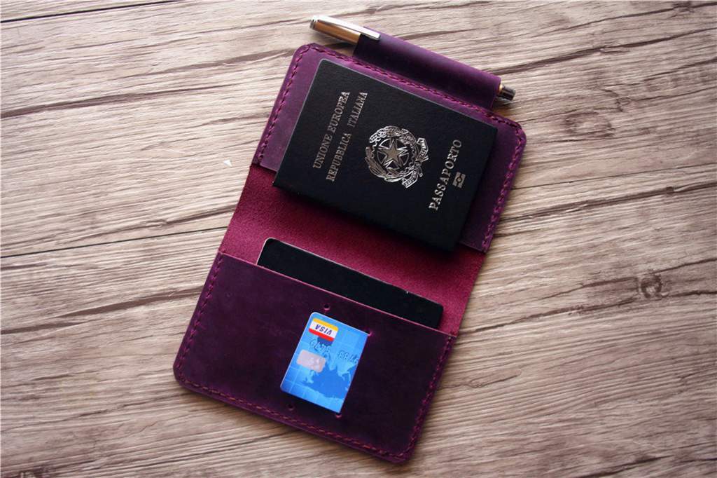 Personalized Women's Passport Holder - Purple Leather Travel Wallet for Women | Perfect for Airplane Travel, Vacation & Business Trips