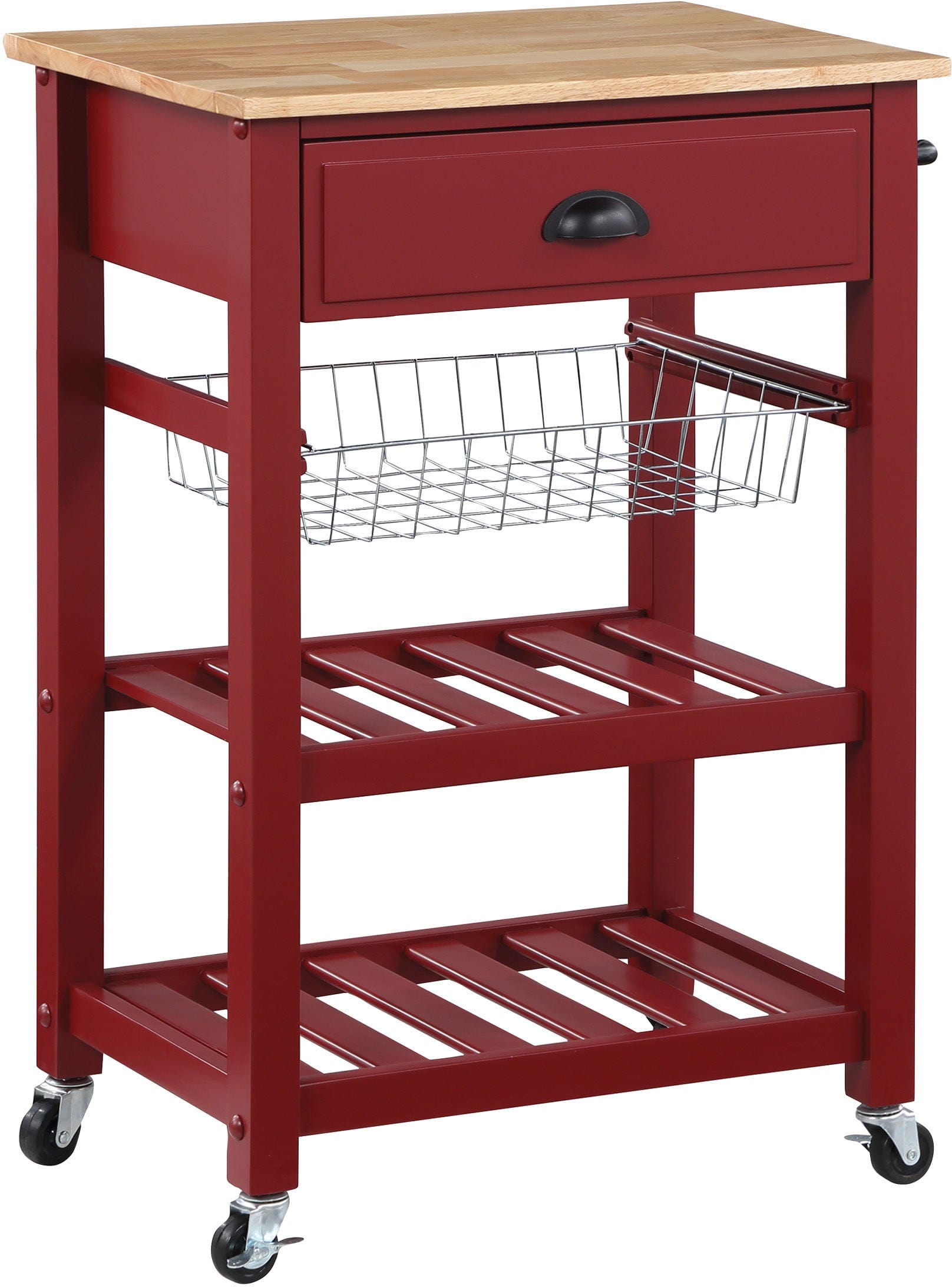 Office Star Hampton Kitchen Cart with Wheels - Portable Rolling Island for Small Spaces, Kitchen Storage & Prep Station - Perfect for Apartments, Dorms & Home Cooking