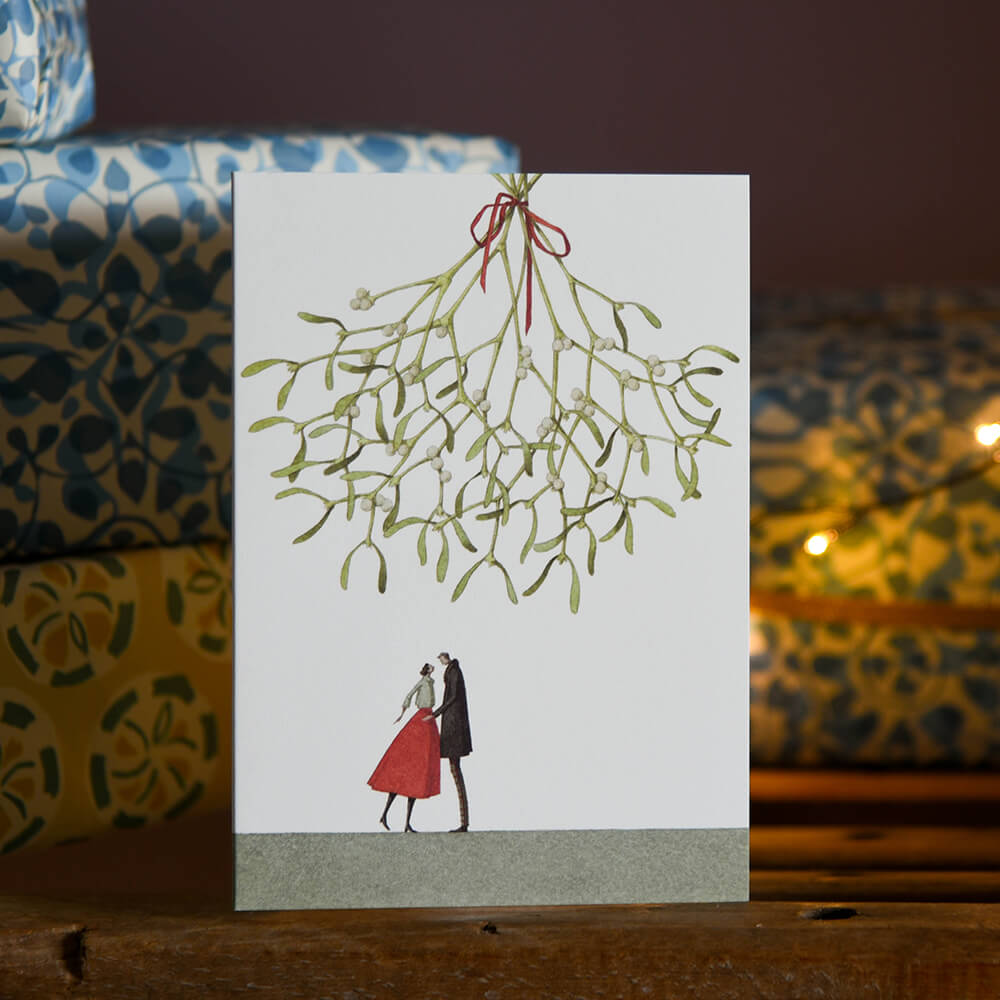 Christmas Cards - Christmas Kiss Holiday Greeting Cards - Pack of 10 - Perfect for Family, Friends & Office Holiday Wishes