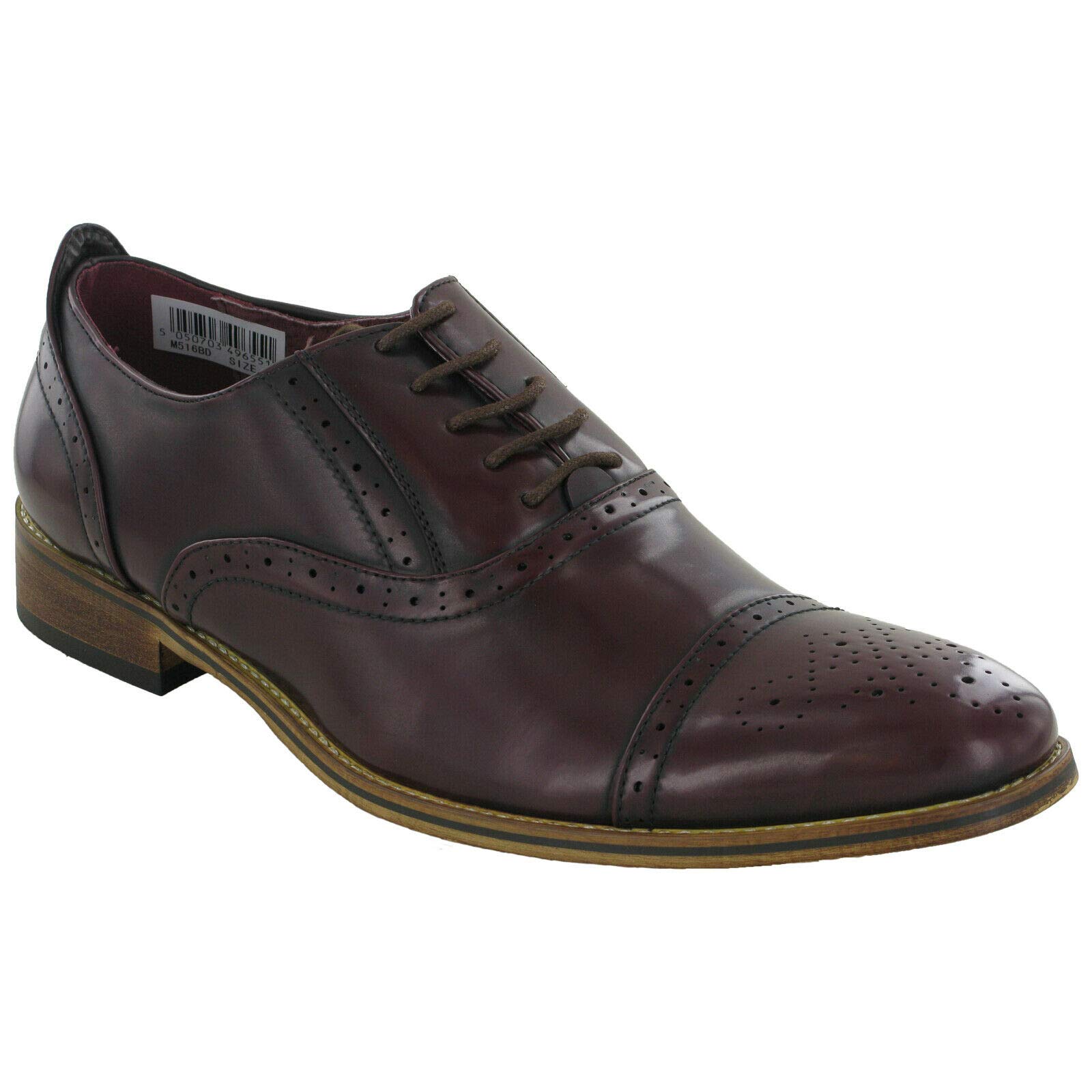 Goor Men's Capped Toe Oxford Brogue Dress Shoes - Classic Wingtip Lace-Up Formal & Business Attire for Office, Weddings & Special Occasions