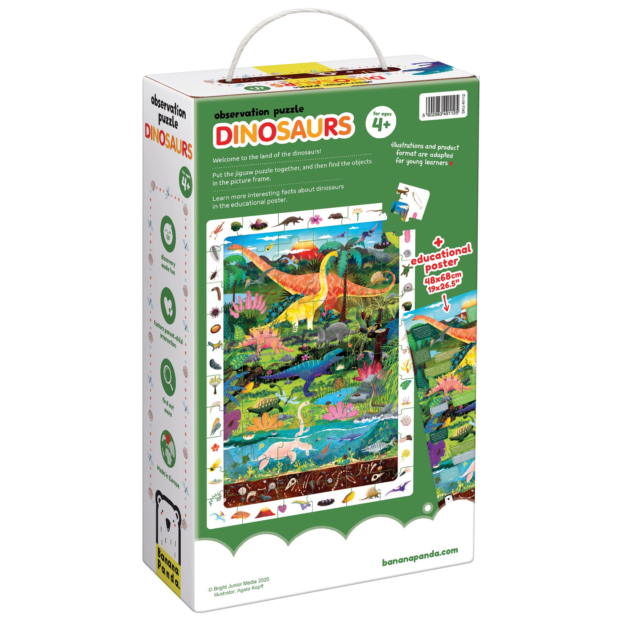 Banana Panda Dinosaurs Observation Floor Puzzle - 60 Piece Jigsaw Puzzle for Kids, Educational Dinosaur Toys for Children Ages 3-6 | Perfect for Birthday Gifts & Classroom Learning Activities