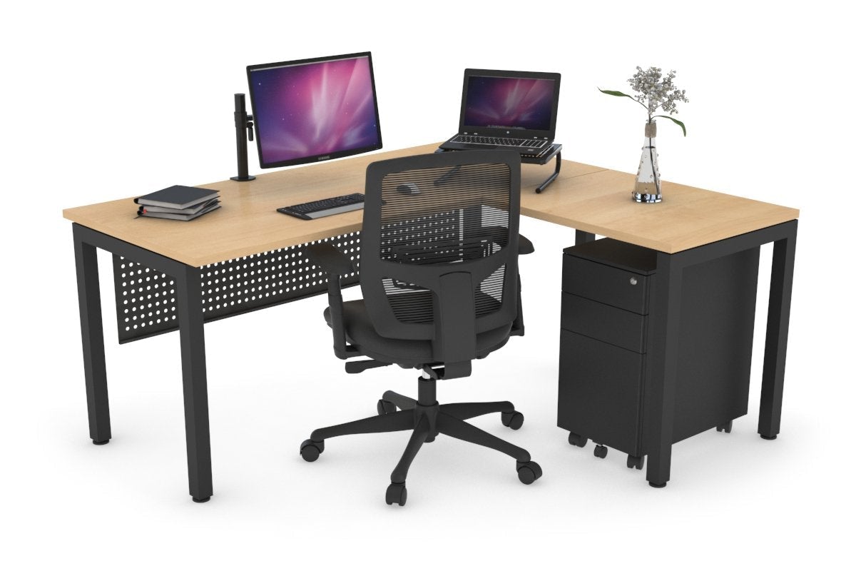 Quadro Square Legs L-Shaped Corner Office Desk 1600L x 1450W - Modern Home Office Furniture for Small Spaces & Workstations