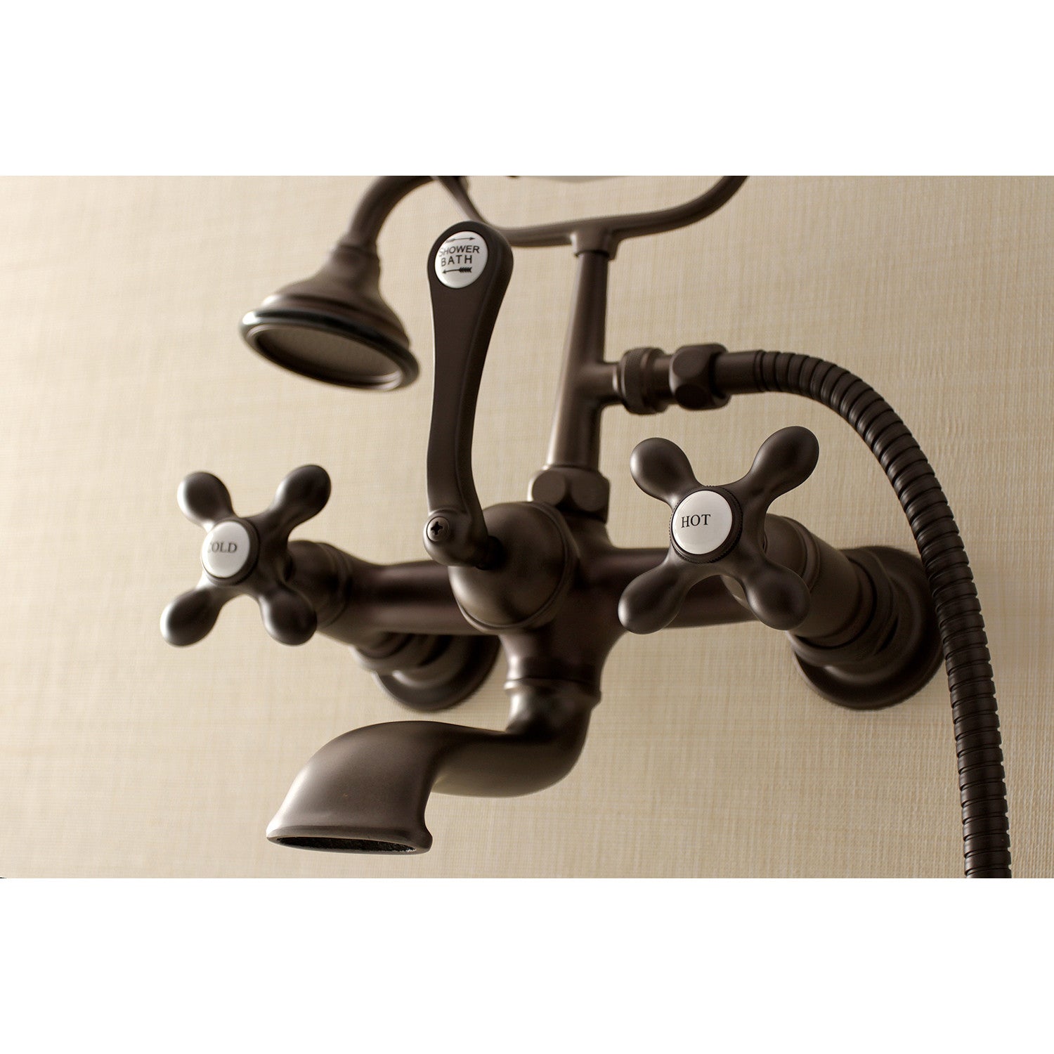 Vintage Clawfoot Tub Faucet with Hand Shower - Oil Rubbed Bronze 3-Handle Wall Mount Bathroom Fixture for Antique & Classic Style Bathrooms | Perfect for Spa, Soaking, and Relaxation