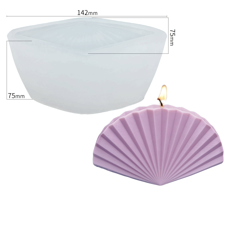 Premium Fan-Shaped Silicone Candle Mold - 75mm Height - Perfect for DIY Candles, Home Decor, and Gift Making