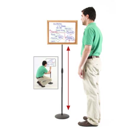 Adjustable Height White Dry Erase Board 20x15 Inches with Wood Frame - Perfect for Office Meetings, Classroom Teaching & Home Organization