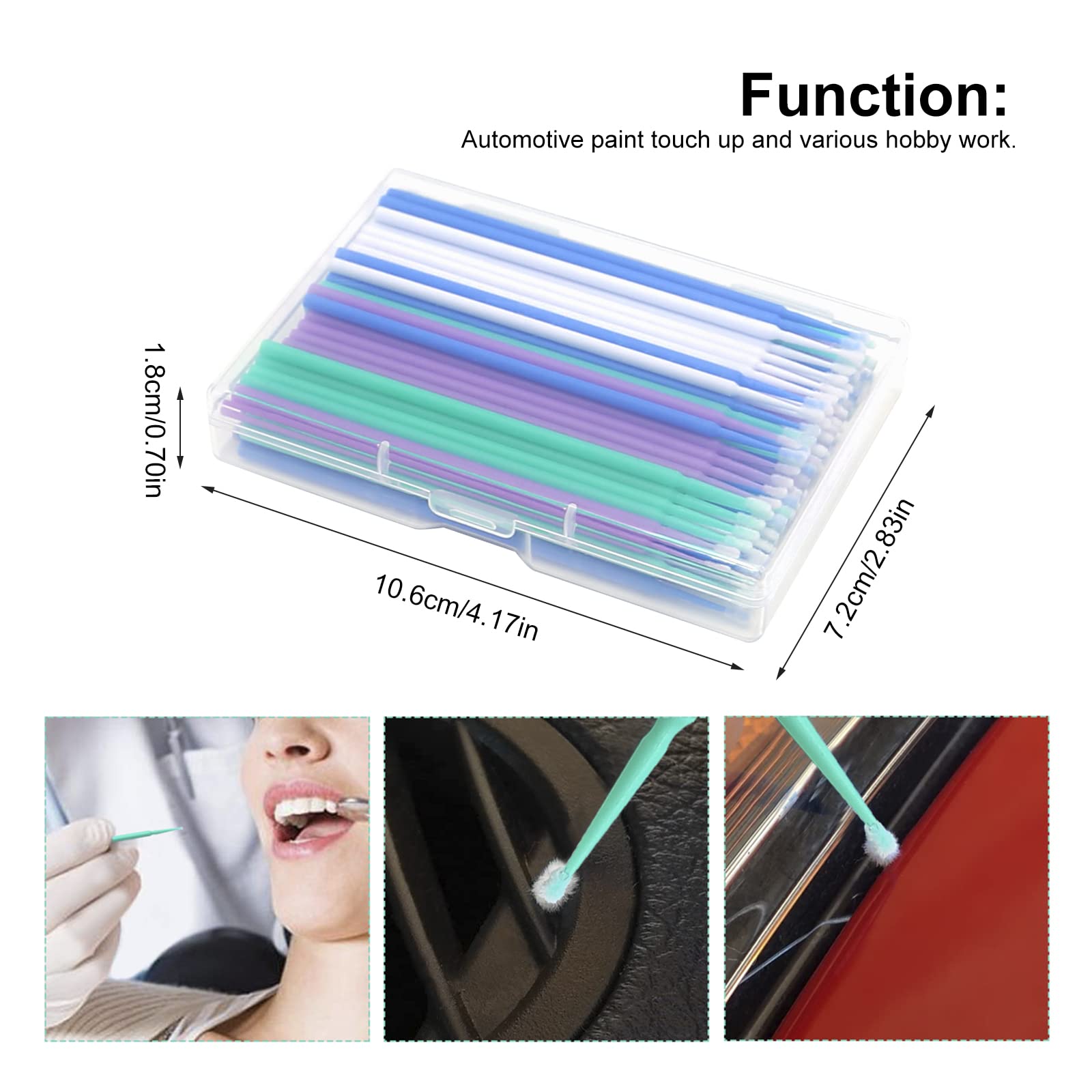 UOIENRT 200-Piece Touch Up Paint Brush Set - Micro Detail Brushes for Automotive Paint Repair, Stone Chips & Scratches (1.0mm, 1.3mm, 1.8mm, 2.5mm) - Disposable Applicators for Car Detailing & DIY Projects