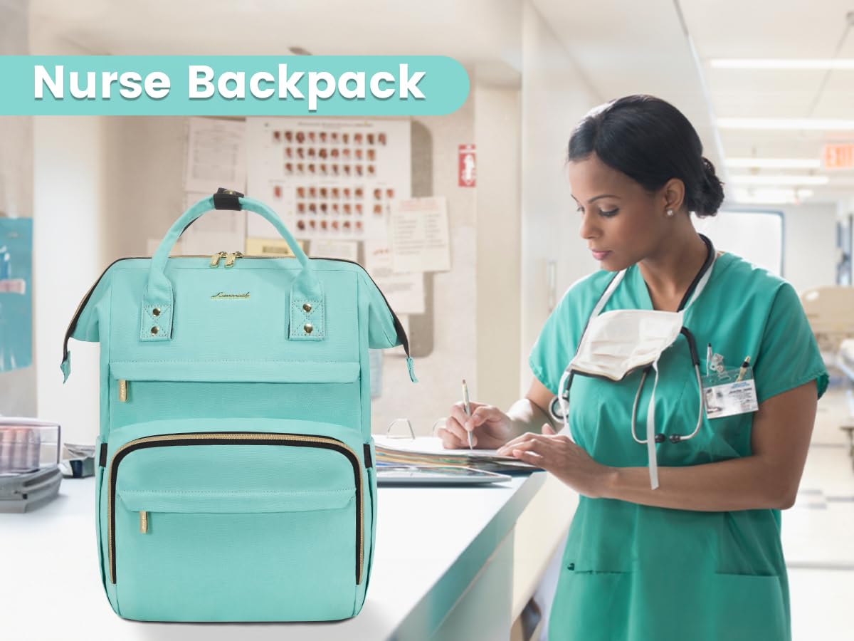 LOVEVOOK 15.6 Inch Waterproof Anti-Theft Laptop Backpack for Women - College, Work & Travel - Perfect for Students, Teachers & Nurses - Durable Green Backpack for Daily Commute & Business Trips