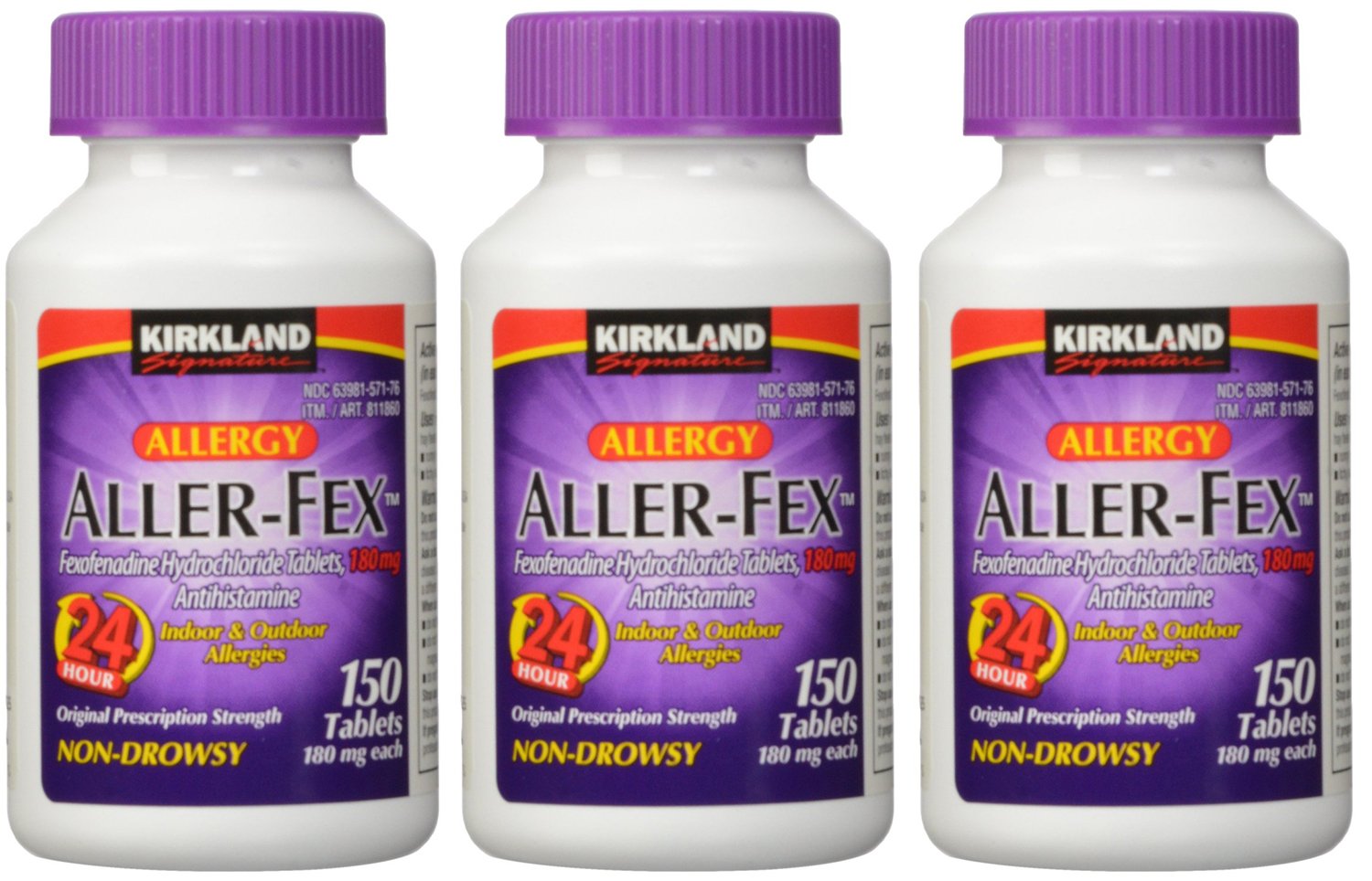 Kirkland Signature Aller-FEX 180mg Antihistamine Tablets - 150 Count (Pack of 3) | Fast Allergy Relief for Adults | Seasonal & Indoor Allergies, Hay Fever, Sneezing, Itchy Eyes Relief
