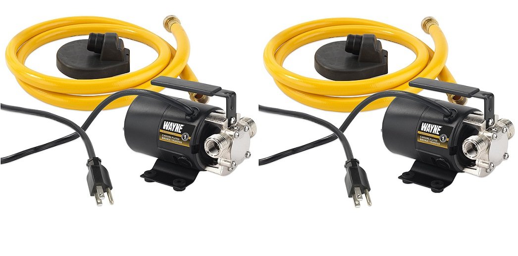 WAYNE PC2 Portable Water Transfer Pump with Suction Hose - 2 Pack Black - Ideal for Home, Garden, RV & Boat Water Transfer
