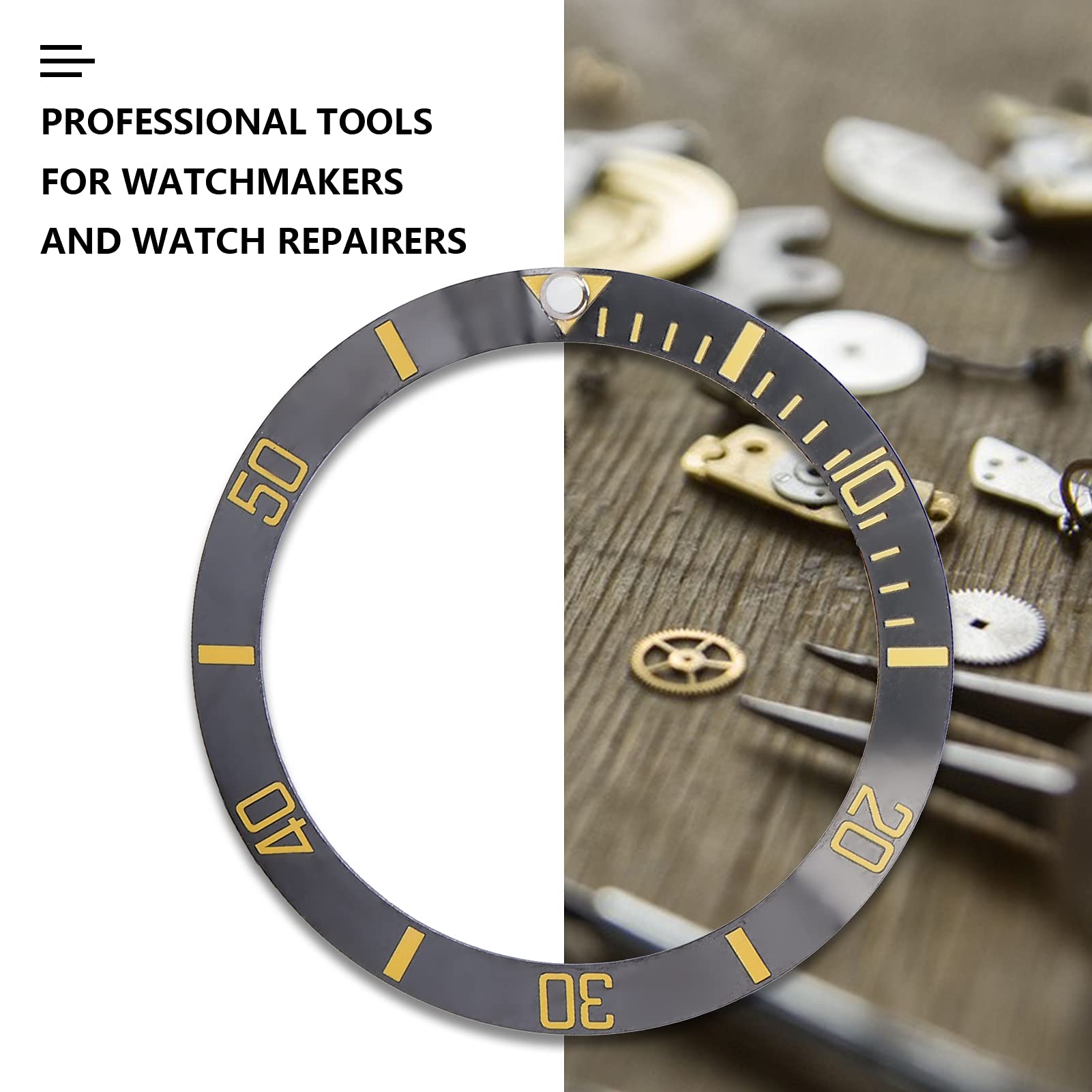 Ceramic Watch Bezel Insert Ring - Black & Gold for Professional Replacement