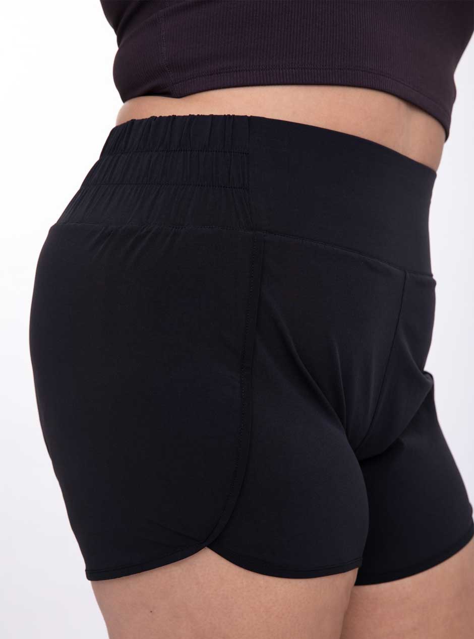 Women's High Waist Athletic Running Shorts with Side Split - Black | Comfortable Workout Shorts for Yoga, Gym & Casual Wear