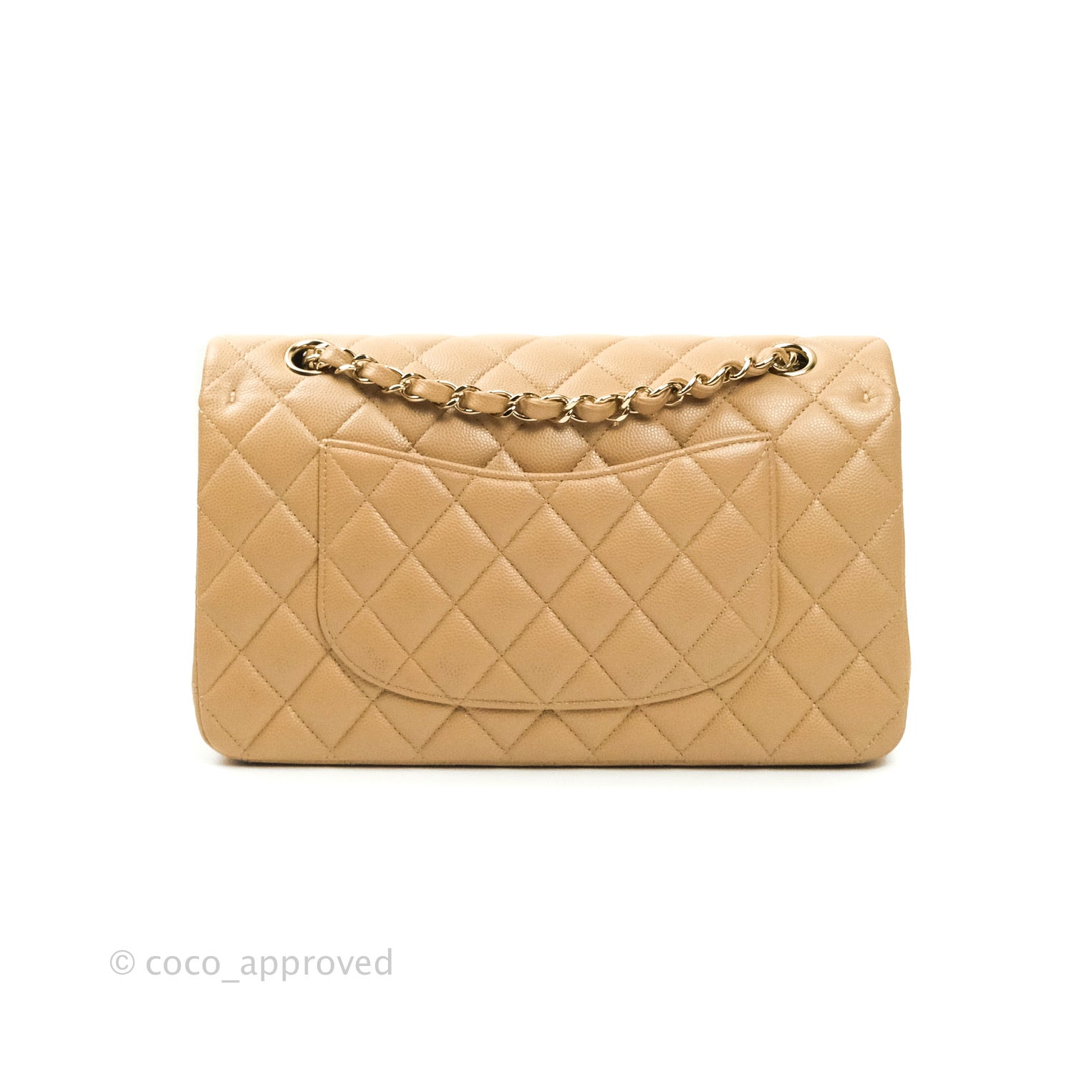 Chanel Classic Medium Double Flap Bag in Dark Beige Caviar Leather with Gold Hardware | Luxury Designer Handbag for Women | Perfect for Work, Evening Events & Special Occasions