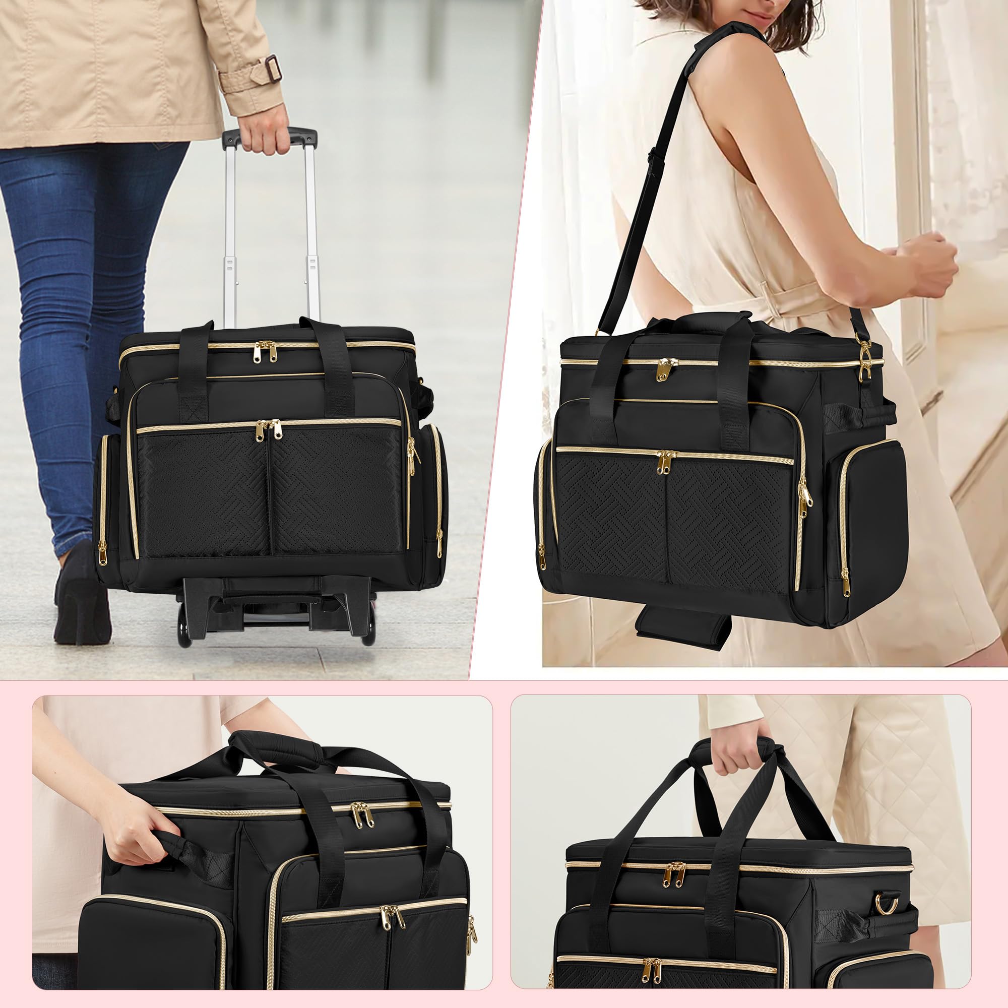 Rolling Teacher Bag with Wheels - Detachable Trolley Tote for 15.6 Inch Laptop (Patent Design) - Perfect for Classroom, School Supplies & Teacher Commute