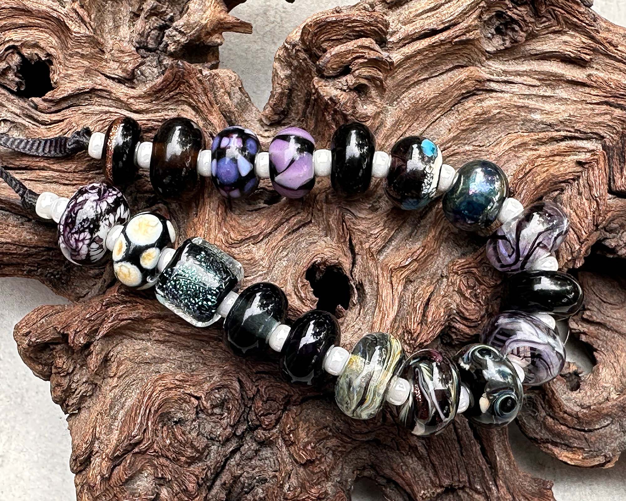 18-Piece Black Orphan Lampwork Glass Beads Set for Jewelry Making - DIY Bracelet, Necklace & Craft Projects (SRA Certified)