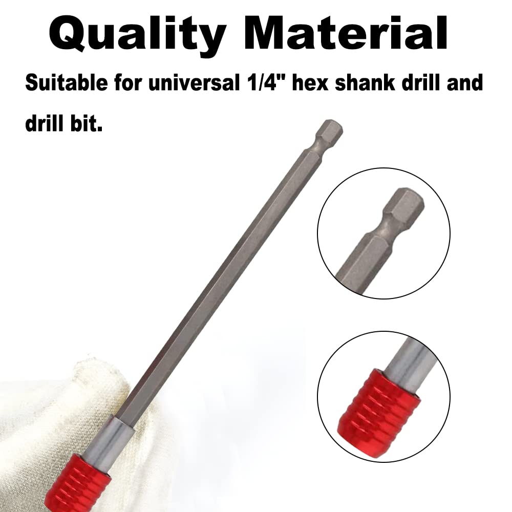 Utoolmart Magnetic Hex Screwdriver Bit Holder - 1/4 Inch Hexagon Drill Extension for Power Tools (2.4/4/6 Inch Length, 3-Piece Set, Red) - Perfect for DIY Projects, Home Repairs & Professional Construction Work