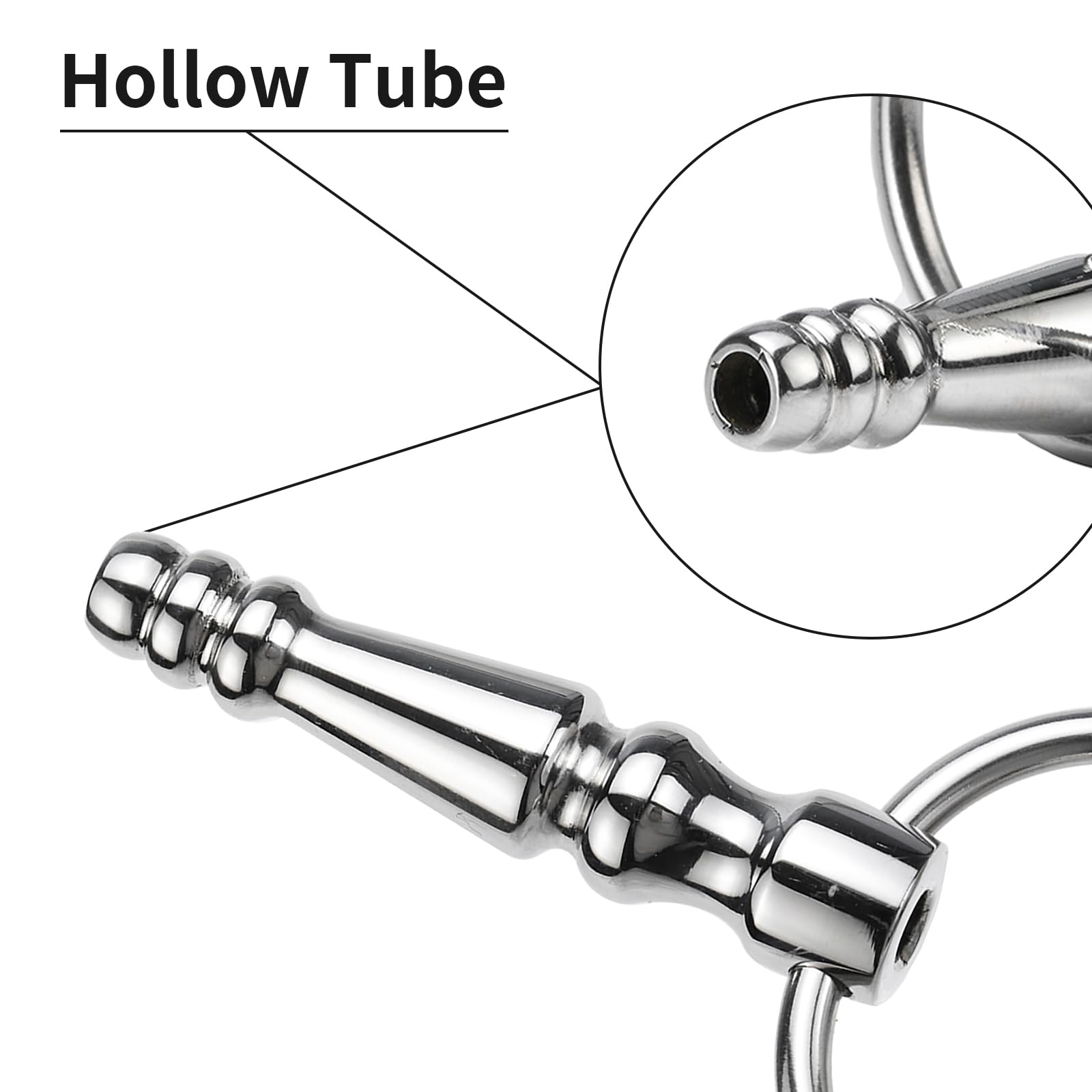 Stainless Steel Hollow Urethral Dilator with Double Cock Ring - Medical Grade Penis Plug for Men's Urethral Sounding | Safe Sex Toy for BDSM & Prostate Stimulation