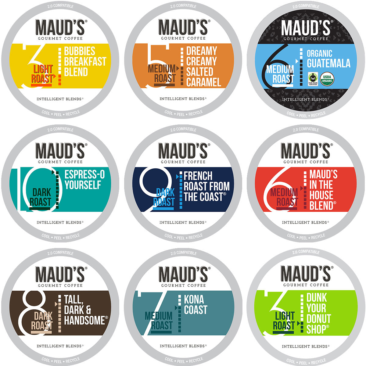 Premium Maud's Original Coffee Pods Variety Pack - 80 Count (9 Classic Blends) | Compatible with Keurig 2.0 Brewers | Perfect for Home, Office & Gifts