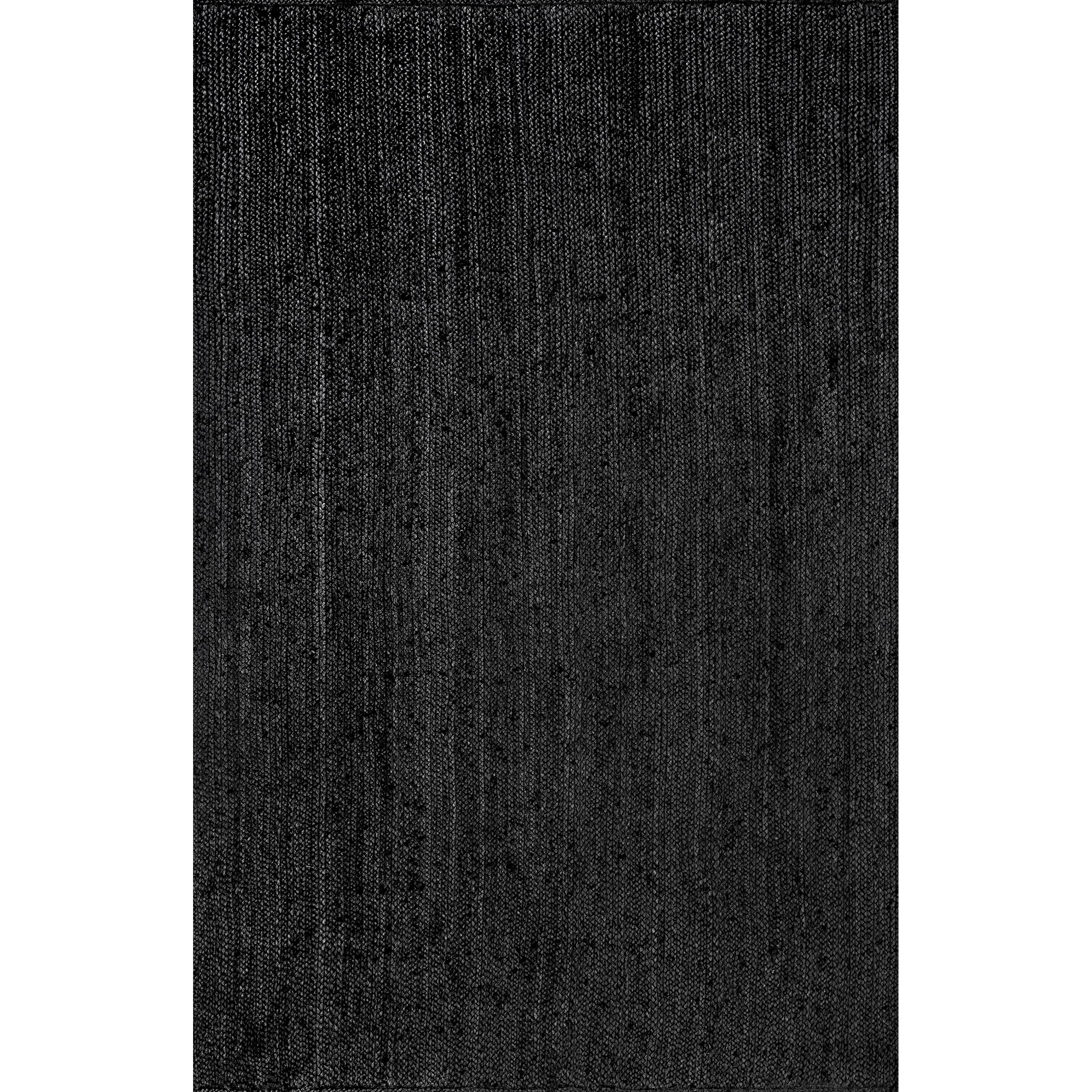 nuLOOM 6x9 Rigo Jute Hand Woven Area Rug - Black Solid Farmhouse Design Natural Fiber Rug for Bedroom, Living Room, Dining Room, Hallway, Office | Perfect for Boho Chic Decor & Cozy Home Spaces