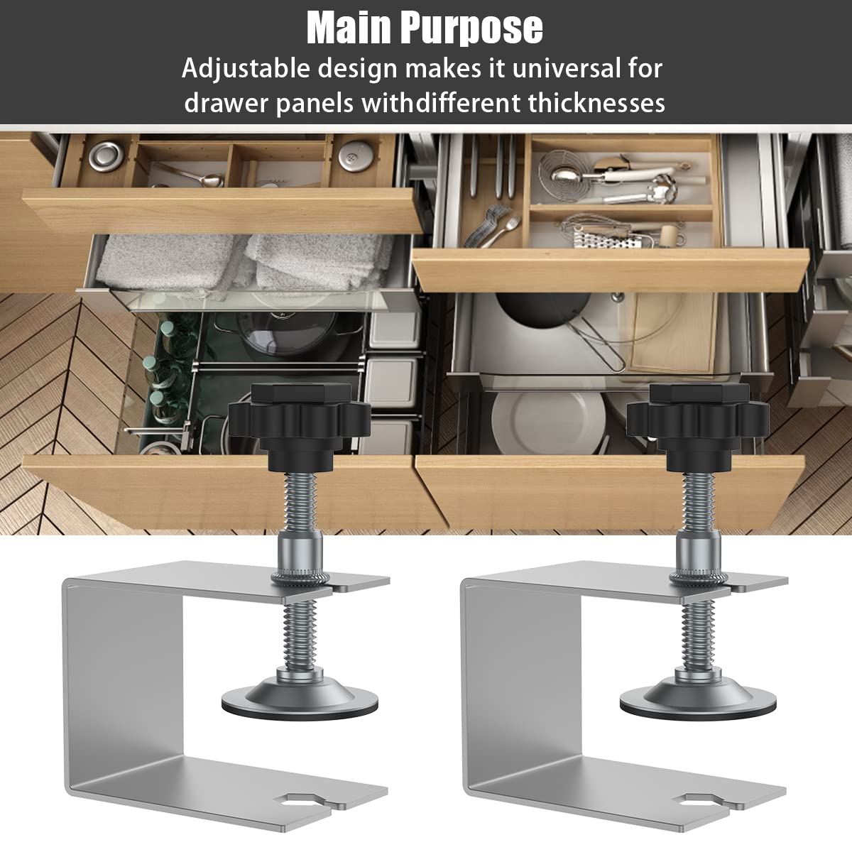 4 Pcs Stainless Steel Drawer Front Installation Clamps - Heavy Duty Drawer Fixing Clips for Woodworking, Cabinet Making & Furniture Assembly - Perfect for Tables, Desks, Cabinets & DIY Home Projects