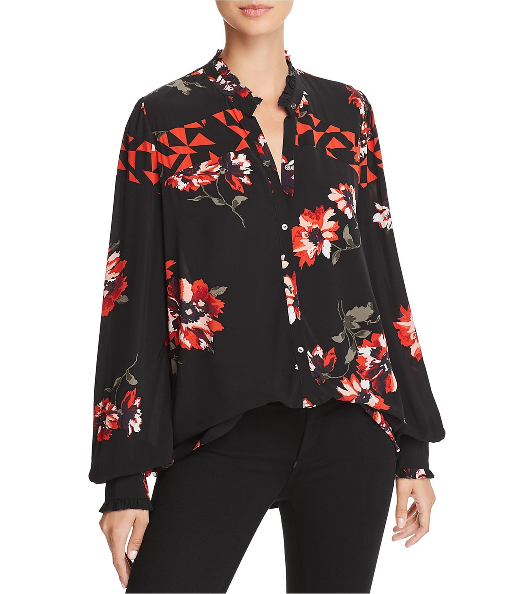 Joe's Women's Romia Floral Button-Up Shirt - Black, Small | Casual & Office Wear | Perfect for Spring & Summer Outfits