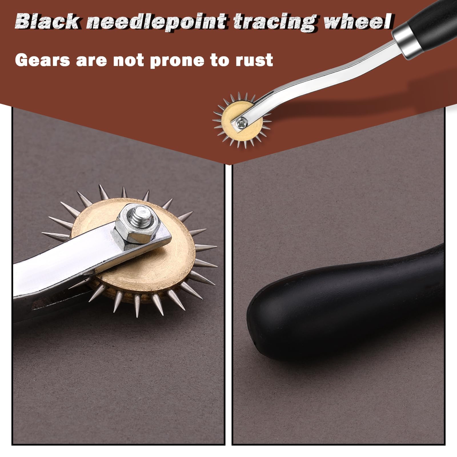 Nitlak 2-Pack Wooden Handle Stainless Steel Tracing Wheel - Professional Sewing Pattern Tool, Rotary Perforator & Overstitch Wheel for Fabric Marking | Perfect for Quilting, Dressmaking & DIY Craft Projects