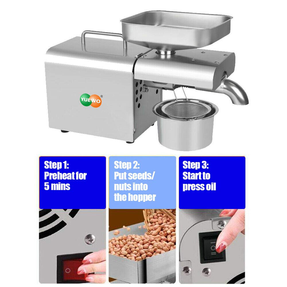 Automatic Electric Oil Press Machine for Home - Cold Press Nut & Seed Oil Extractor for Peanut, Almond, Flaxseed, Sesame, Sunflower, Pumpkin, Hemp, Castor, Perilla, Canola | DIY Healthy Cooking, Salad Dressings, Skincare & Haircare