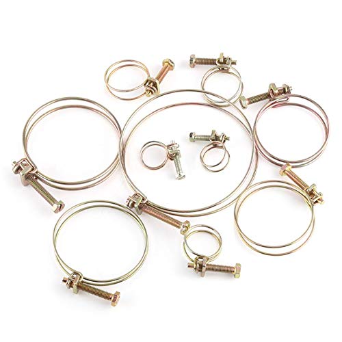 10Pcs Adjustable Double Wire Hose Clamps 28-32mm - Stainless Steel Pipe Clips for Water Hose, Plumbing, Automotive & Marine Applications - Secure Barb Fittings, DIY Repairs & Garden Irrigation