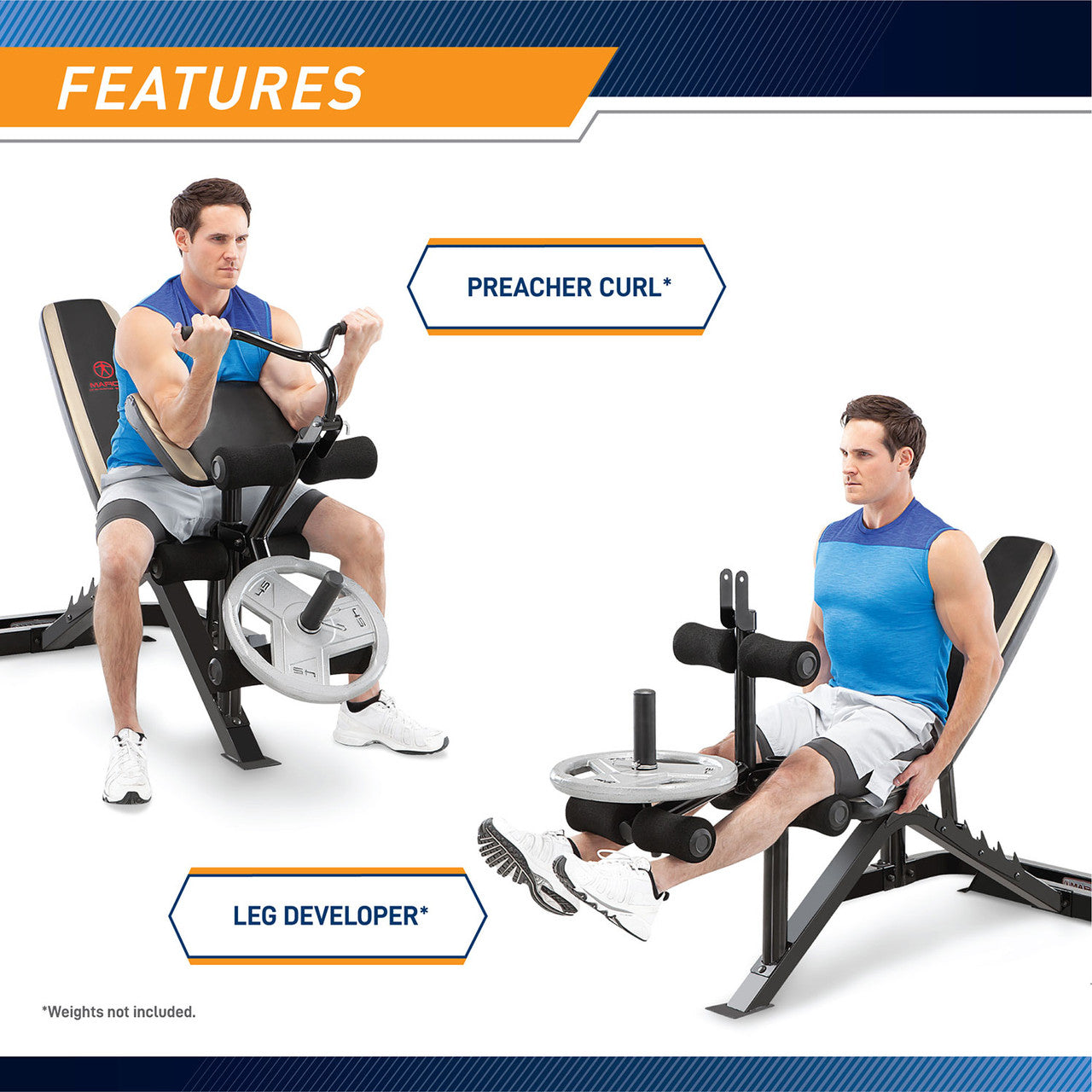 Marcy MD-879 Olympic Weight Bench Set - 2-Piece Adjustable Strength Training Equipment for Home Gym Workouts | Perfect for Weightlifting, Bodybuilding & Fitness Training
