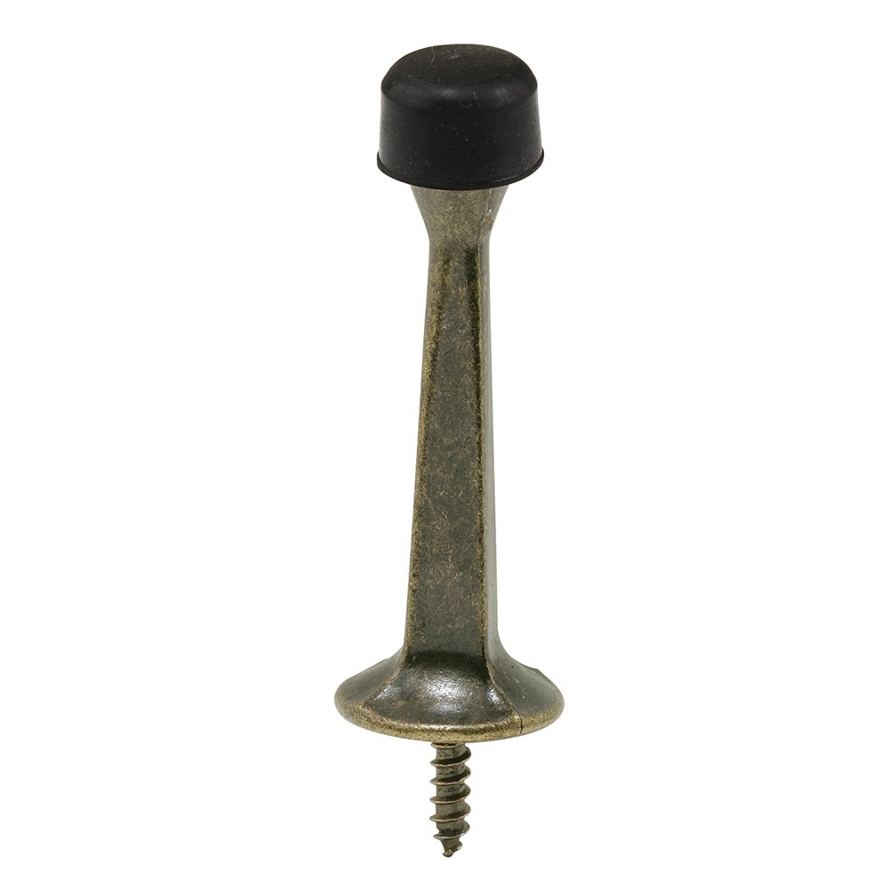 Prime-Line U 9043 3-Inch Rigid Door Stop - Antique Brass Plated (3-Pack) - Heavy Duty Door Stopper for Home, Office & Commercial Use - Prevents Wall Damage & Noise Reduction