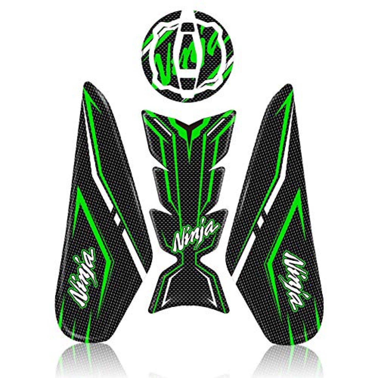 5D Carbon Fiber Anti-Slip Motorcycle Gas Tank Pad - Fit for Kawasaki Ninja 400, Sportbike Fuel Tank Protector & Knee Grip Traction Decal - Perfect for Racing, Commuting and Long-Distance Riding