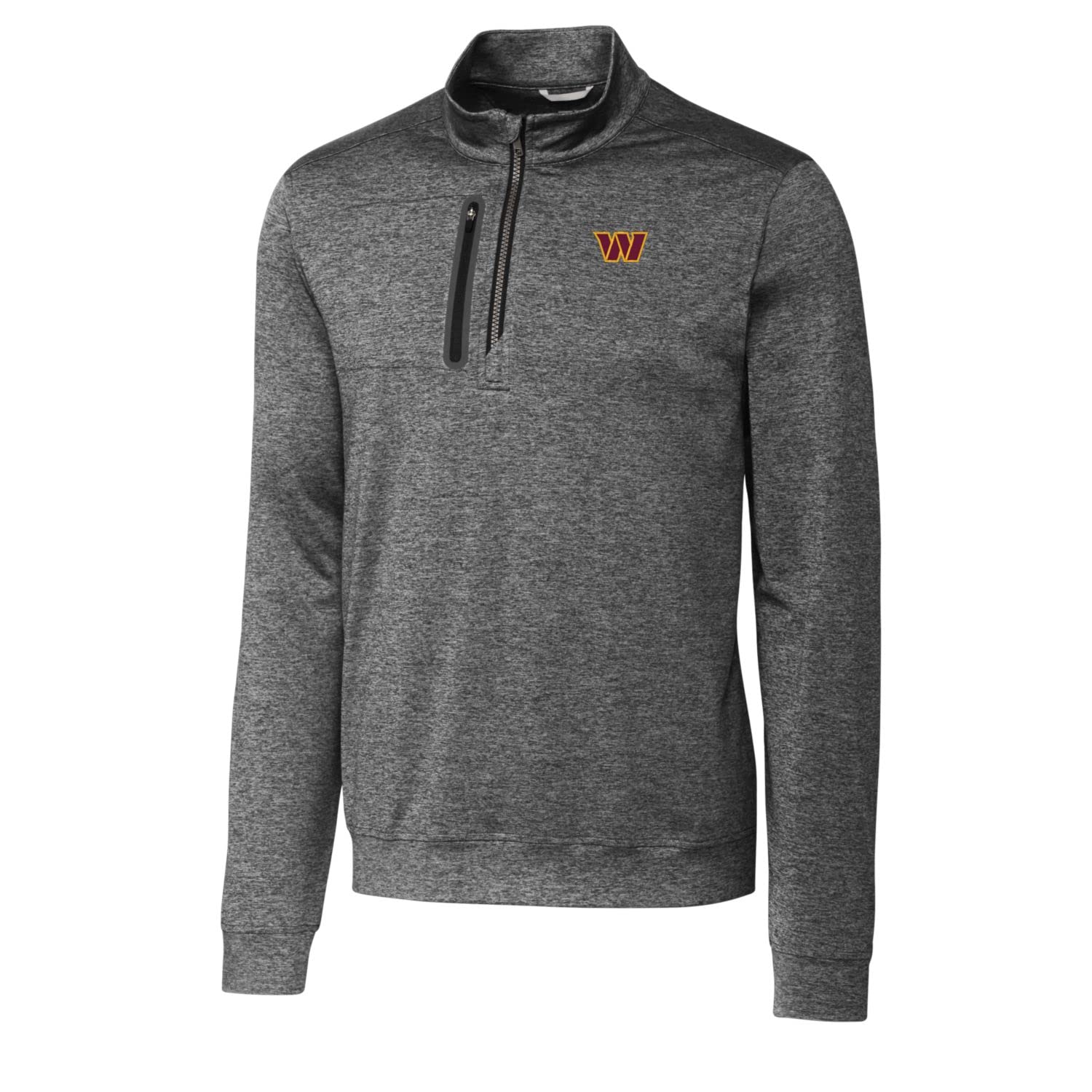 Cutter & Buck Men's NFL Big & Tall Stealth Heathered Quarter-Zip Pullover Jacket - Warm Fleece Lined Football Outerwear for Game Day & Casual Wear