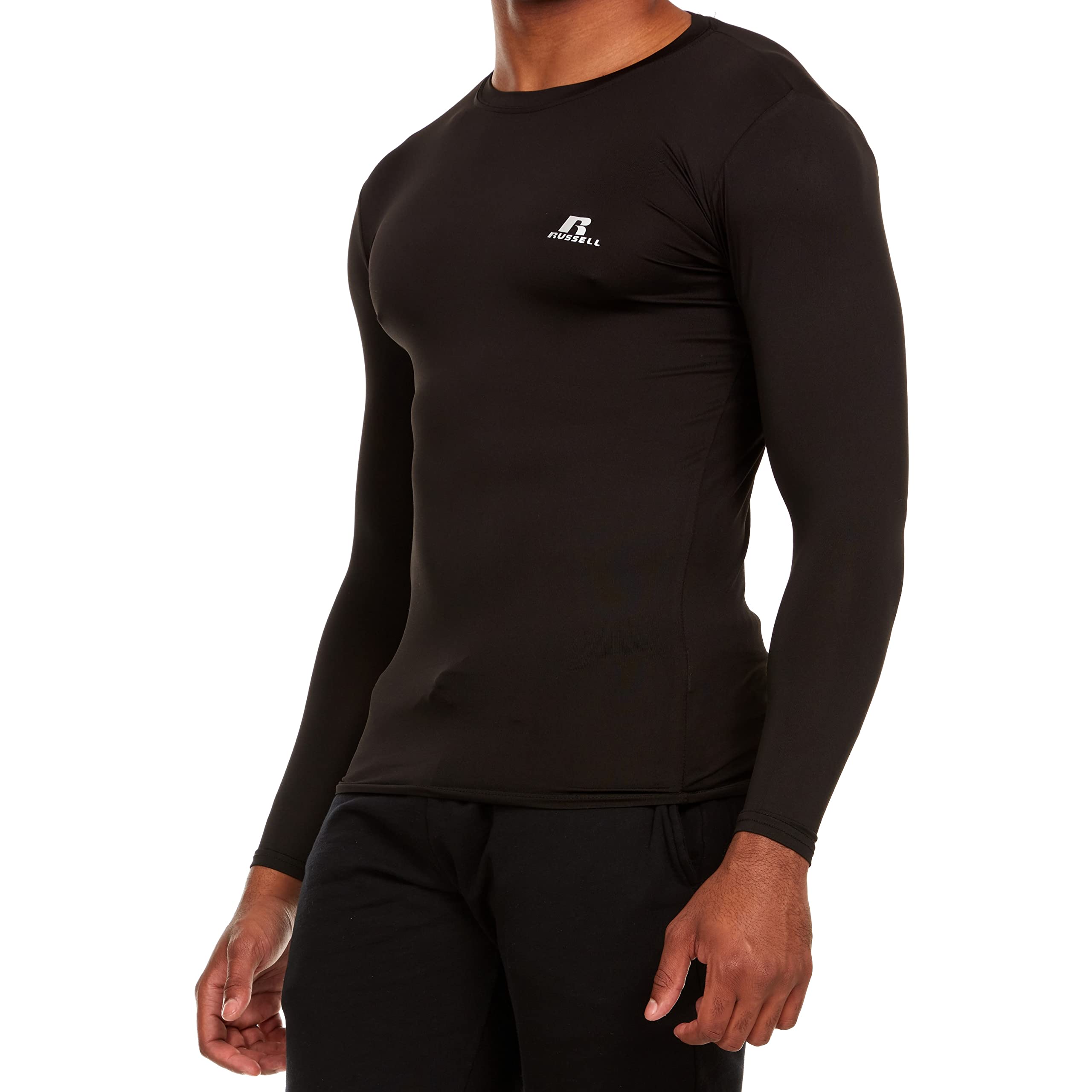 Russell Athletic Men's Long-Sleeve Compression Top - Lightweight Moisture-Wicking Workout Shirt for Running, Gym & Training - Performance Baselayer for Athletes (Ideal for Cold Weather Workouts & Layering)