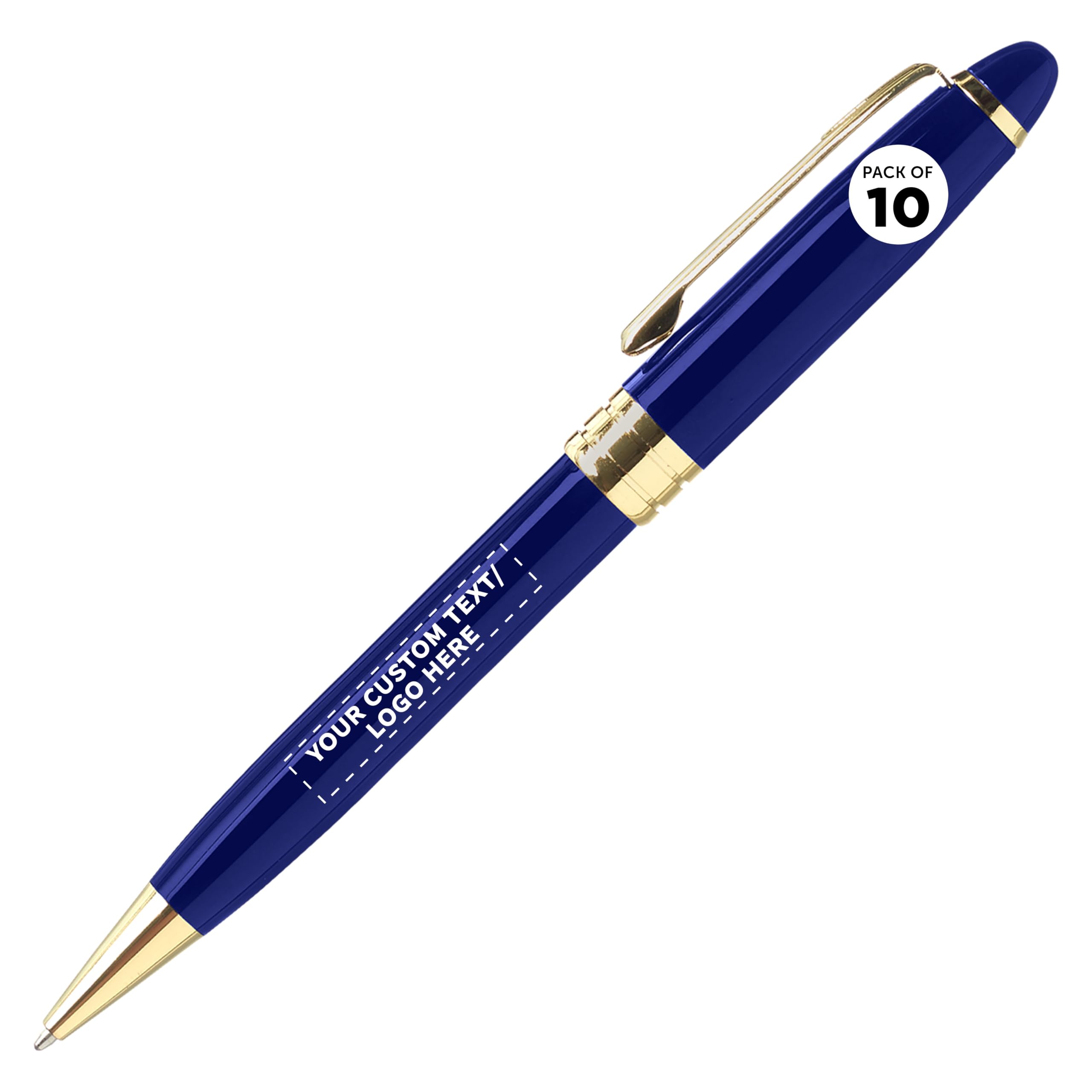 10 Pack Premium Executive Pens with Custom Text & Logo - Elegant Gold Accent, Smooth Twist Mechanism - Perfect for Corporate Gifts, Business Meetings & Professional Writing