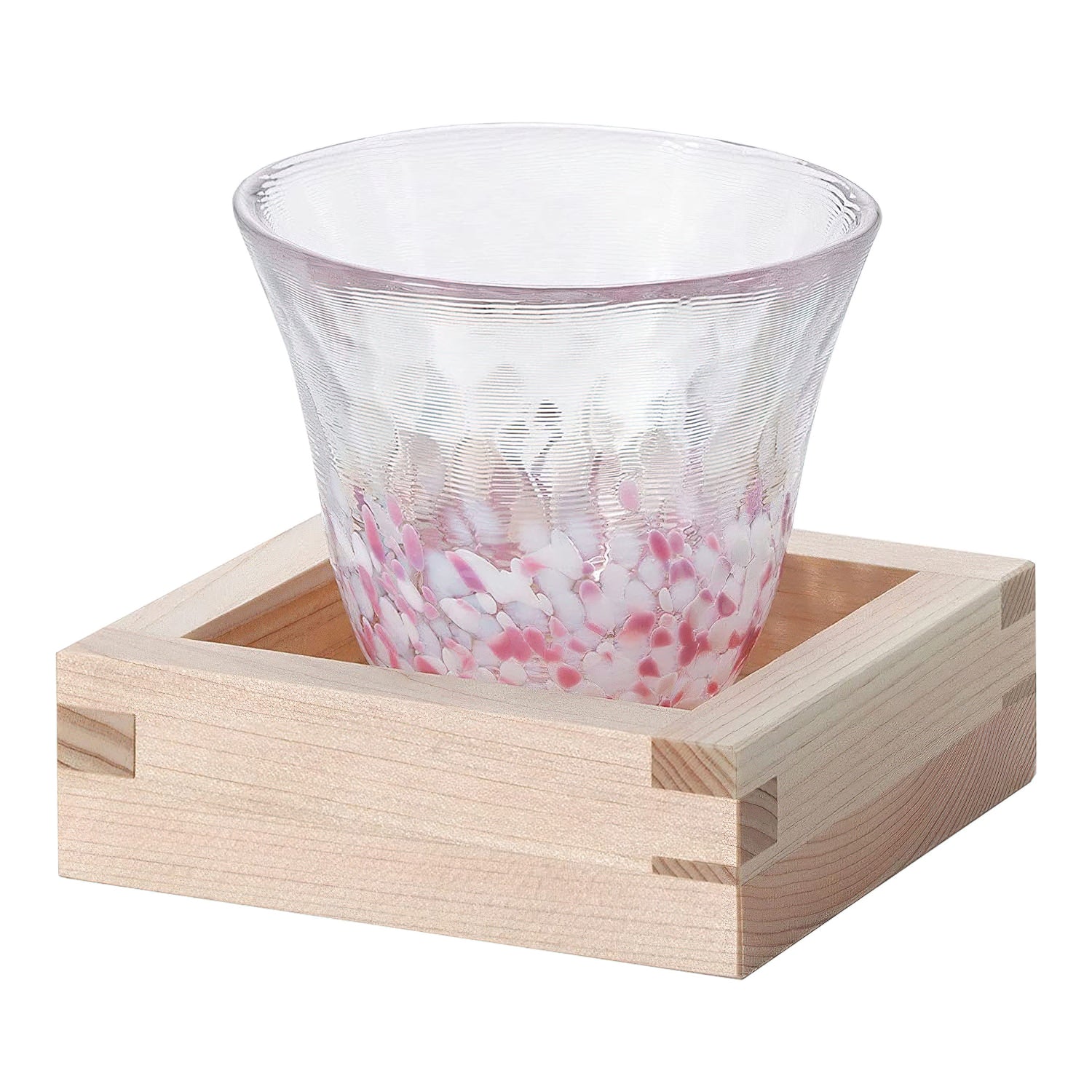 Aderia Tsugaru Vidro Soda Lime Glass Sakura Sake Set - Japanese Cherry Blossom Sake Cups for Traditional Ceremonies & Home Bar Decor
