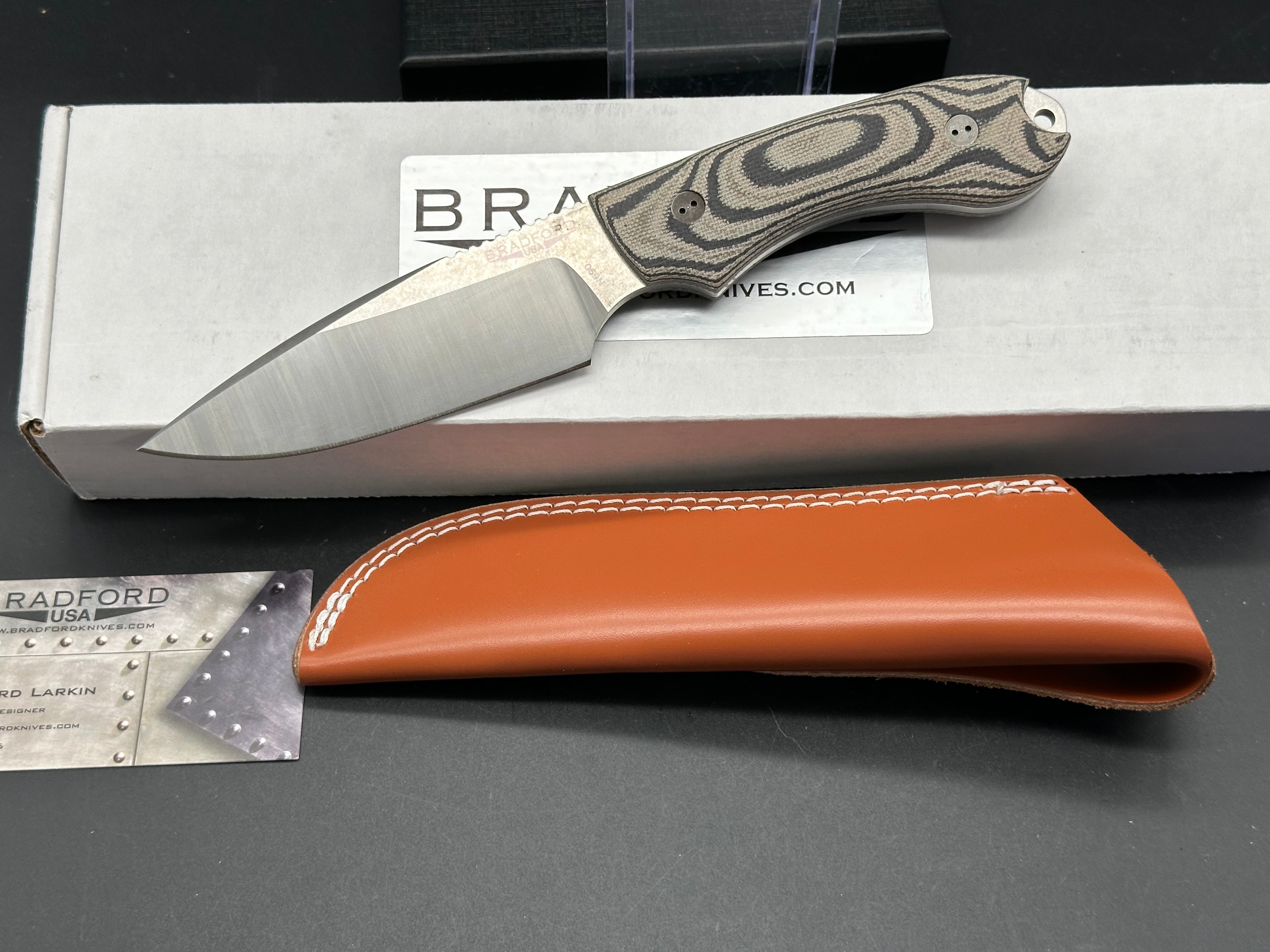 Bradford Knives Guardian4 Tactical Folding Knife - 3D Camo Micarta Handle, N690 Steel Blade, False Edge - Perfect for Outdoor Survival, Hunting & EDC