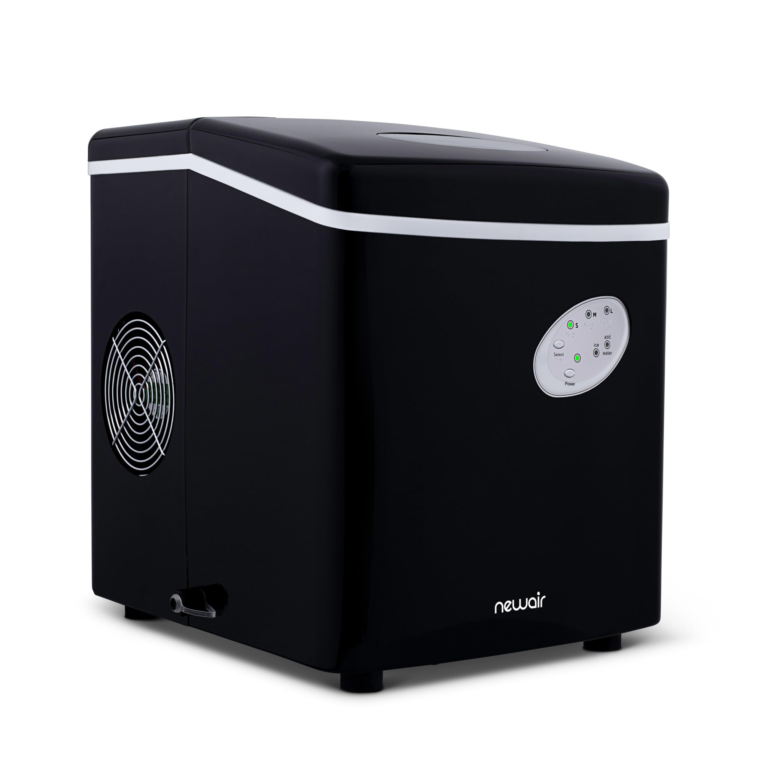 NewAir Black Countertop Ice Maker Machine - Compact Automatic Ice Cube Maker, Makes 28 lbs in 24 Hours, Ready in 6 Minutes - Perfect for Home, Kitchen, Office, Bar, Parties & Outdoor Events