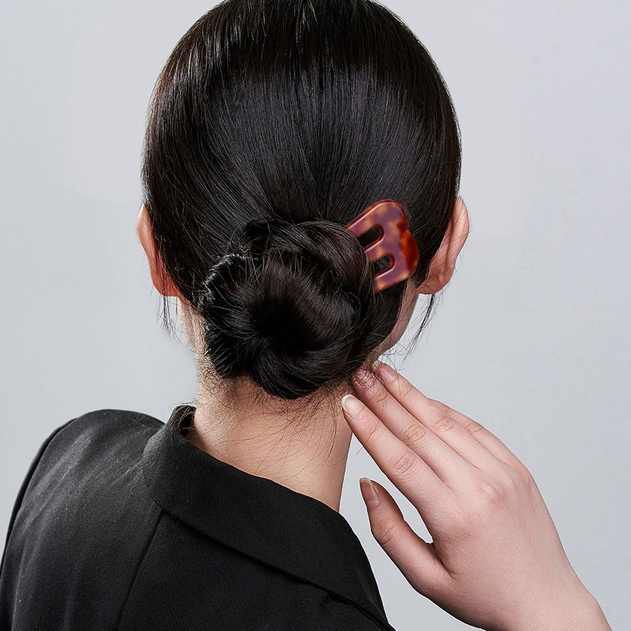 Large French Hair Pins for Women - 3-Prong U-Shaped Hair Forks for Thick Hair | French Twist & Updo Hair Sticks for Buns | 2-Piece Set (Tortoise Brown) | Perfect for Weddings, Prom & Everyday Hairstyles