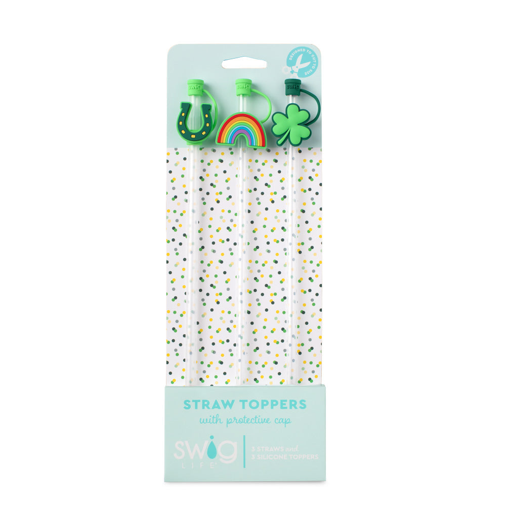 St. Patrick's Day Straw Topper Set - 10 Pack Shamrock Decorations for Party Cups - Perfect for St. Patrick's Day Celebrations, Themed Parties & Irish Festivities