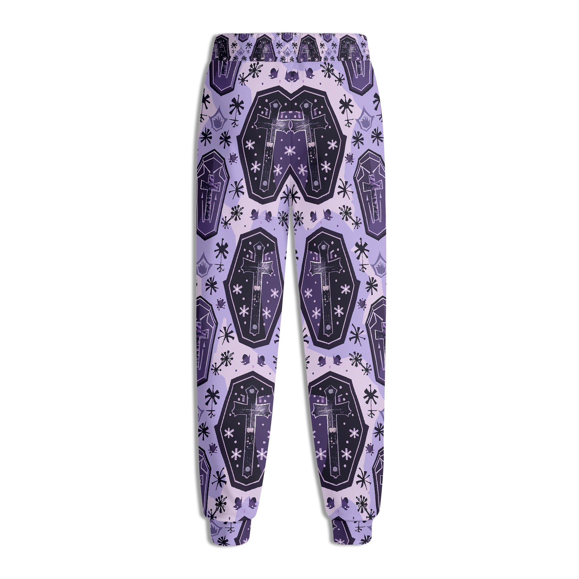 Purple Cross Coffins Joggers Sweatpants - Gothic Streetwear for Men & Women | Perfect for Casual Wear, Gym, and Halloween Costumes