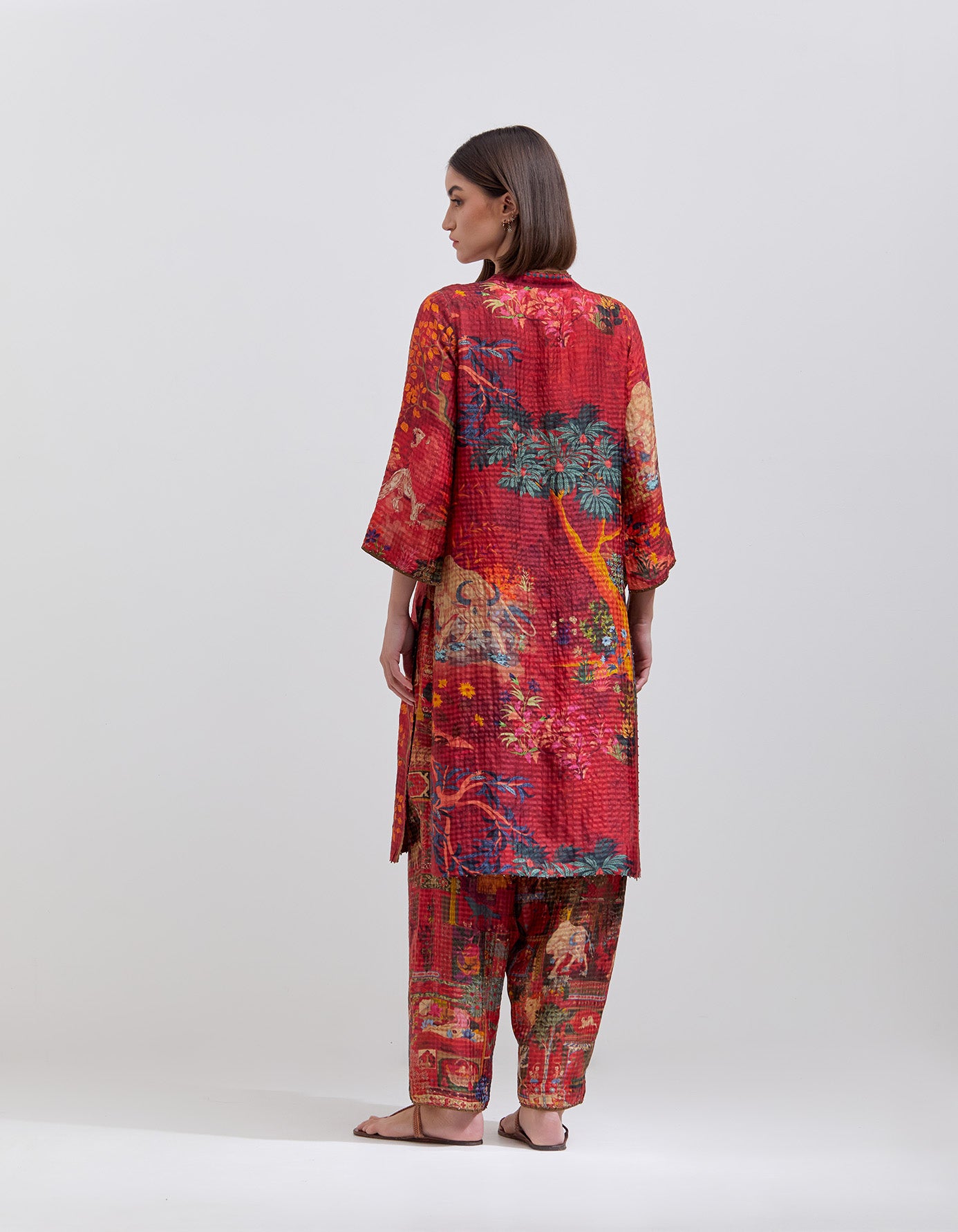Aisha Salwar Silk Check Crimson - Elegant Indian Traditional Dress for Women | Perfect for Weddings, Festivals & Special Occasions