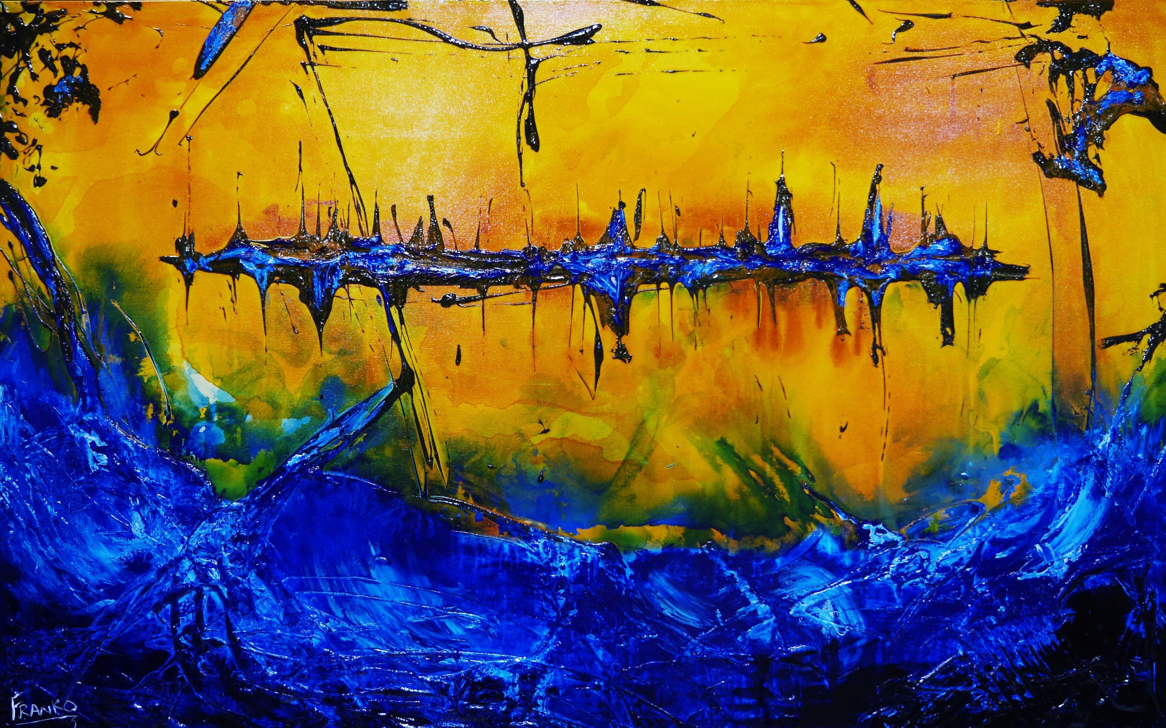Blue Sienna Textured Abstract Painting 160cm x 100cm - Modern Coastal Wall Art for Living Room, Bedroom & Office Decor