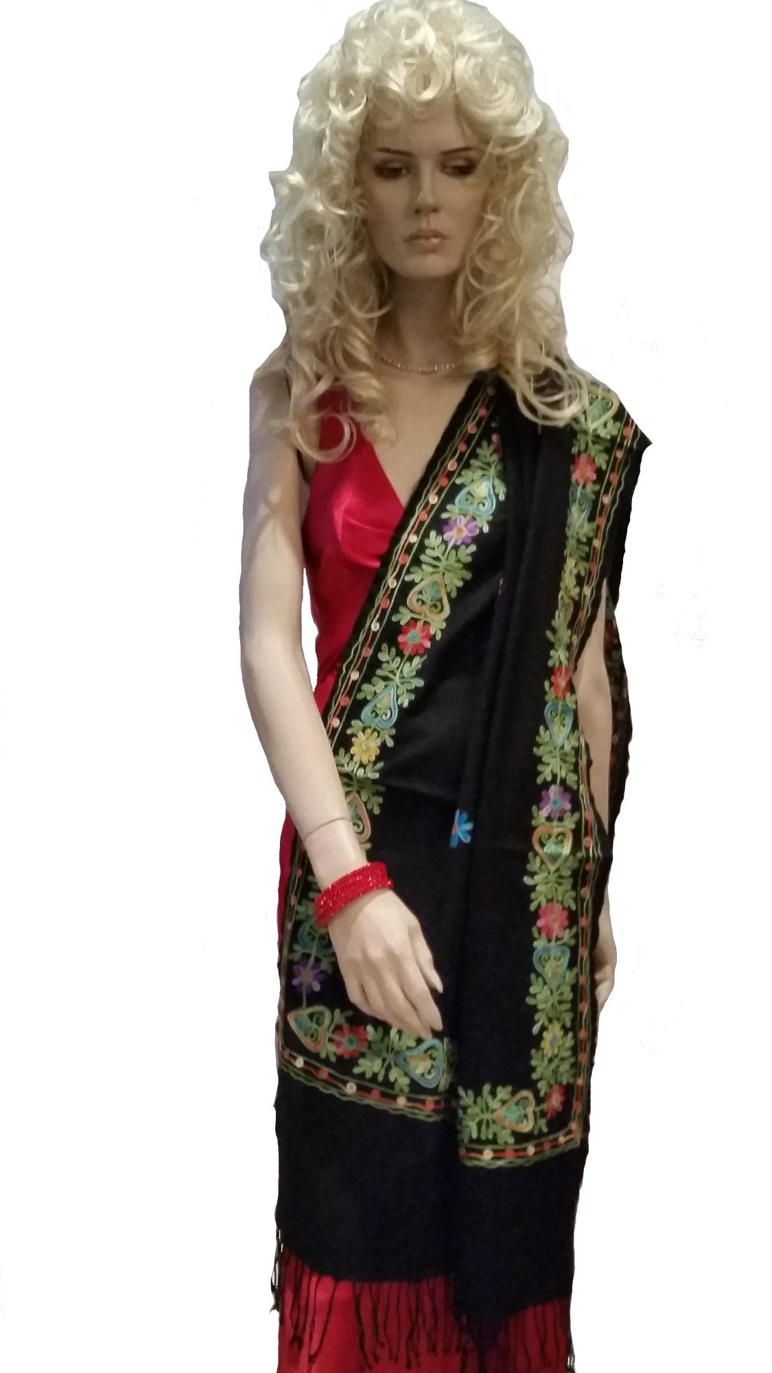 Luxury Pashmina Stole Scarf with Handmade Crewel Embroidery - Soft Cashmere Wool Wrap for Women - Perfect for Weddings, Parties & Winter Fashion