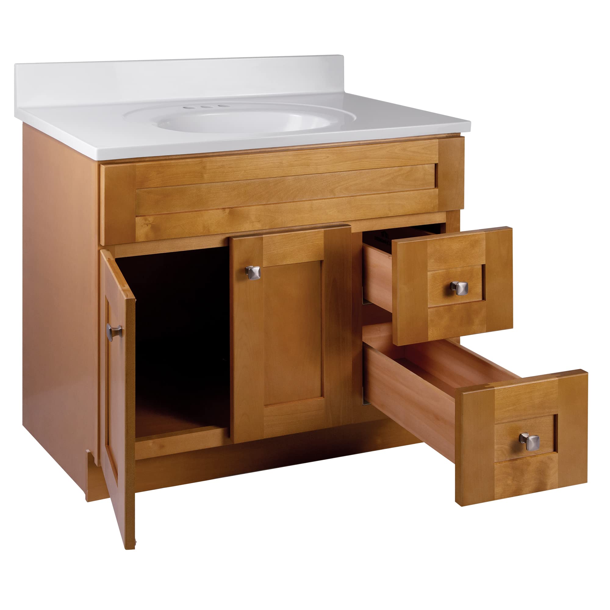 37 Inch Modern Bathroom Vanity Set with Countertop - Ready-to-Assemble Birch Wood Design for Small Bathrooms | Perfect for Home Renovation & Apartment Upgrades