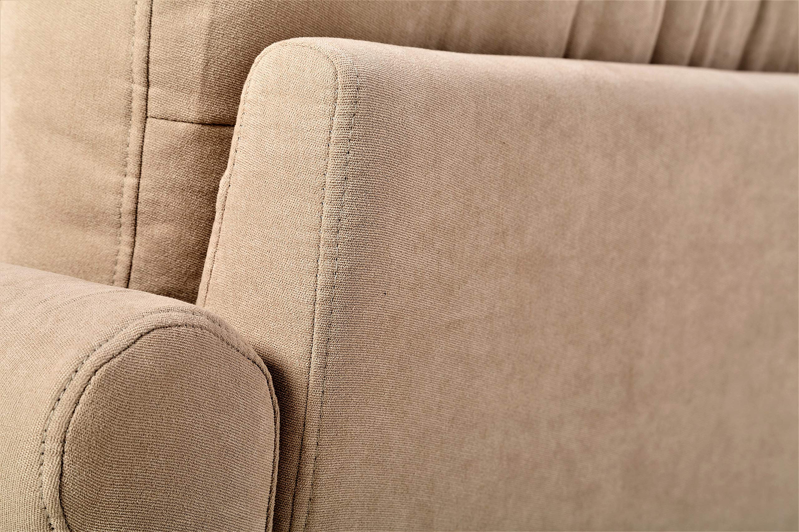 Briscoe Ultra Modern Upholstered Button Tufted Loveseat with Rolled Arms - Coffee Brown Sofa for Living Room | Perfect for Small Spaces, Apartments & Cozy Home Decor