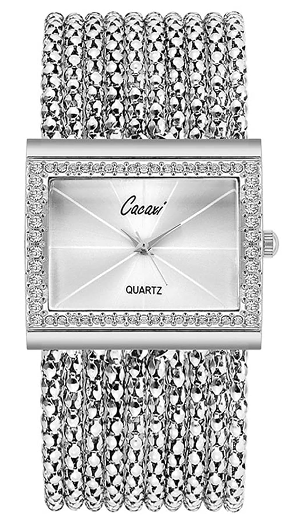 Gosasa Elegant Women's Watches - Fashion Tassel Bracelet Watch with Golden Diamond Accents, Square Face Quartz Watch for Women, Stainless Steel Wide Chain Wristwatch | Perfect for Office, Party & Everyday Wear