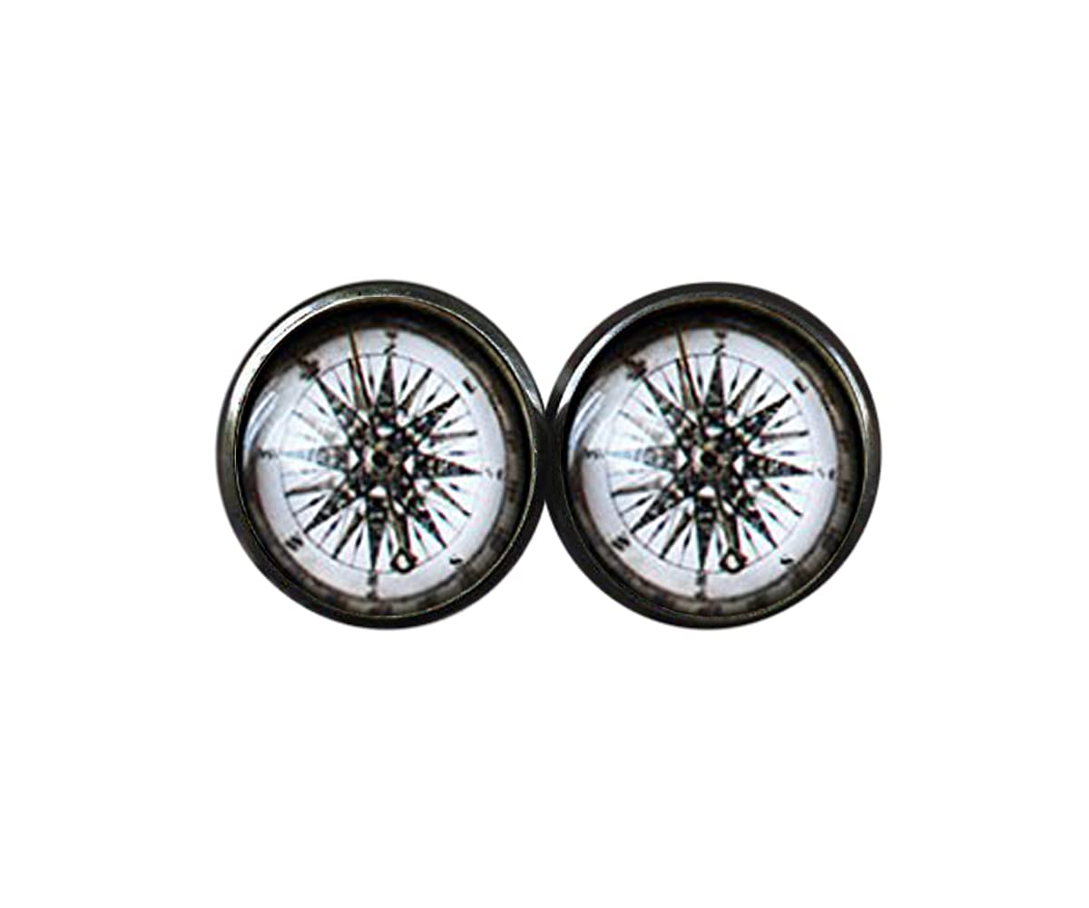 Steampunk Compass Earrings for Women - Vintage Nautical Jewelry - Handmade Brass Earrings - Perfect for Cosplay, Renaissance Fairs & Gothic Fashion