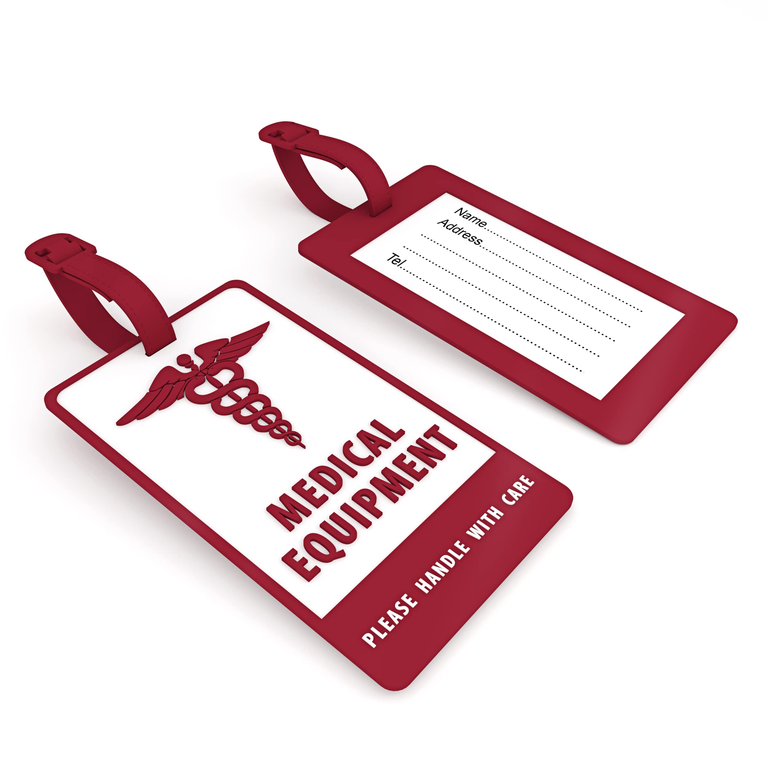 CPAP Medical Luggage Tag - 2 Pack Red Travel ID Alert Tags for CPAP Machines & Medical Equipment - Perfect for Airplane Carry-On Bags & Supply Cases - Essential Accessory for Sleep Apnea Patients on the Go
